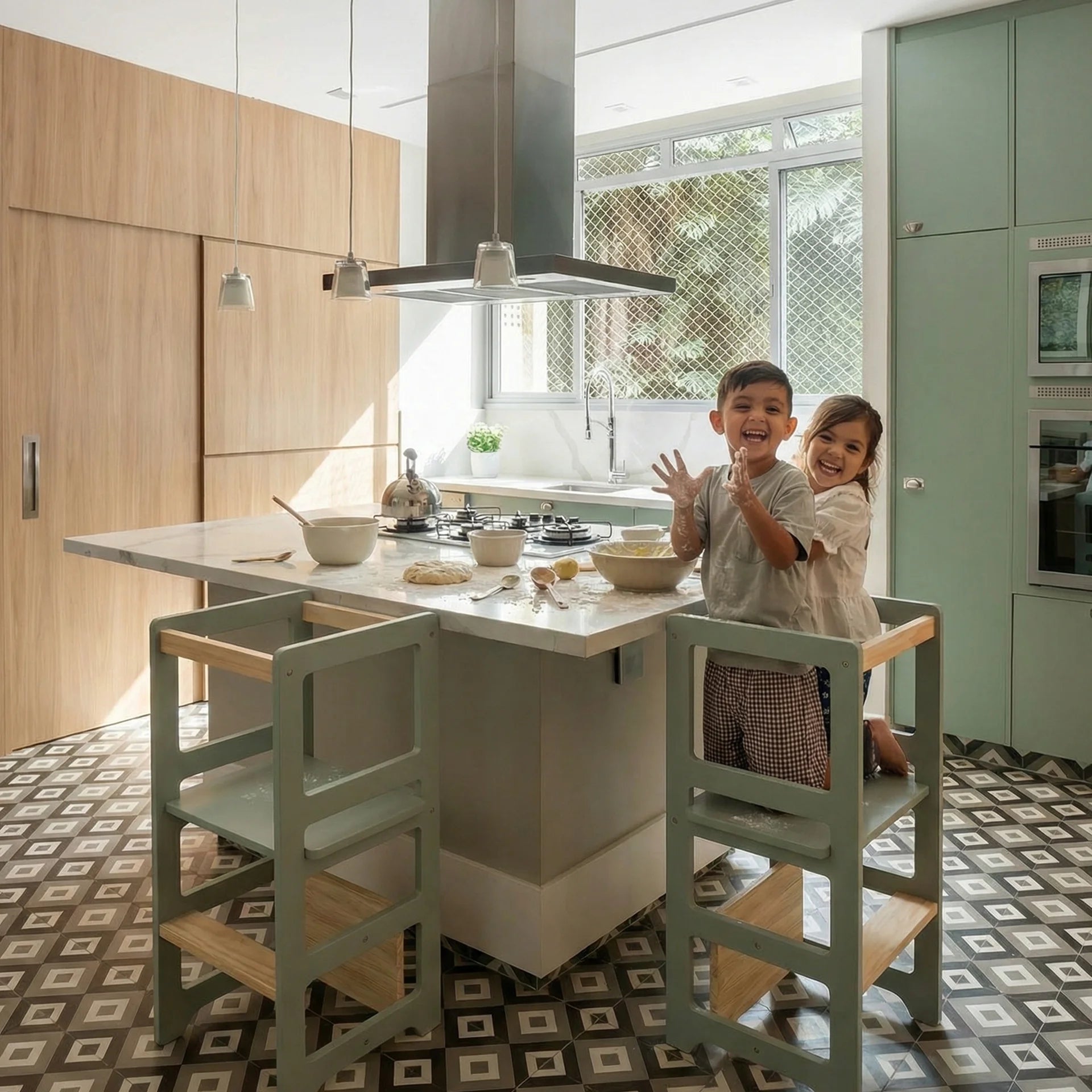 Torre de Aprendizagem Montessori 4 em 1 Laqueada