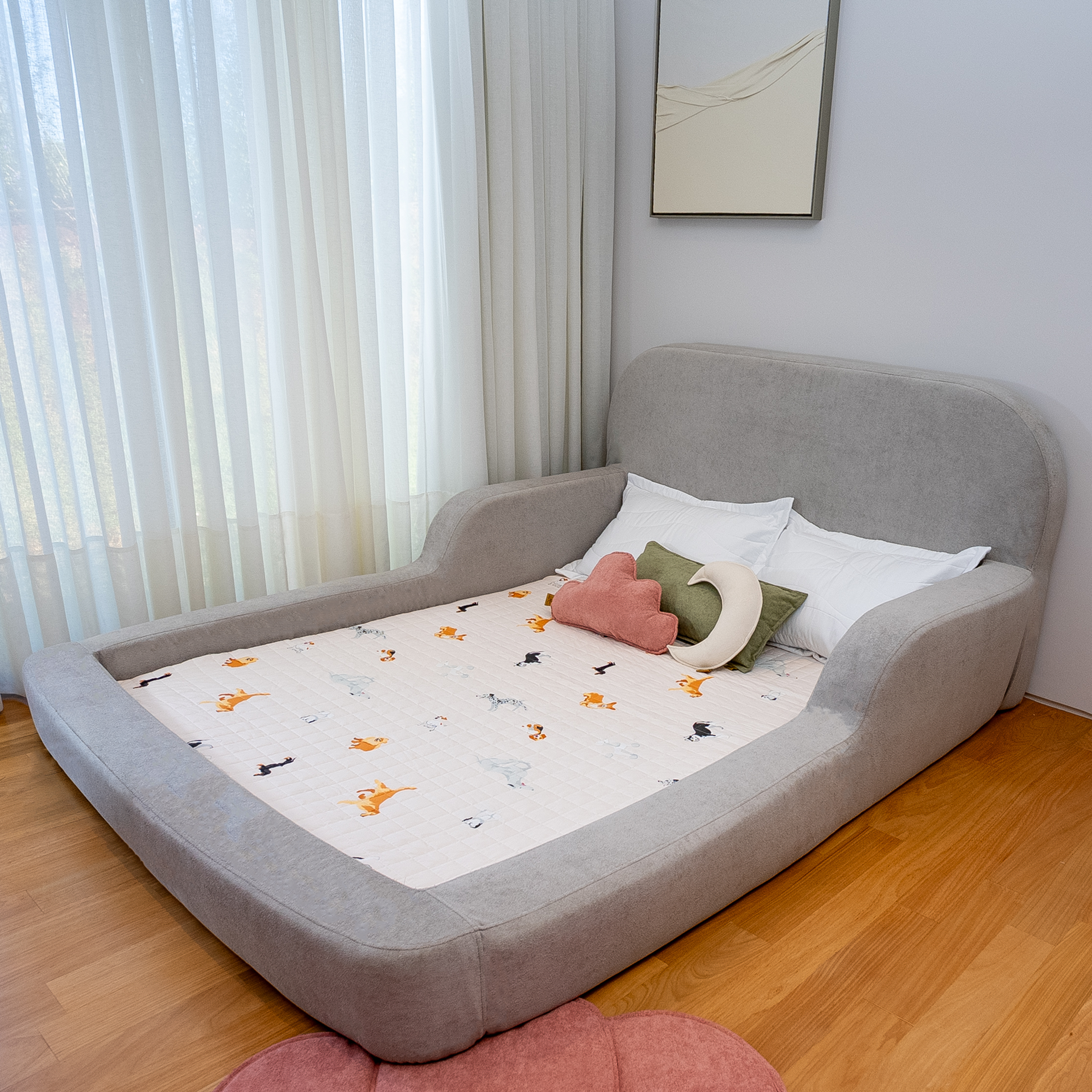 Cama Montessoriana Casal - Cinza | Little Duck