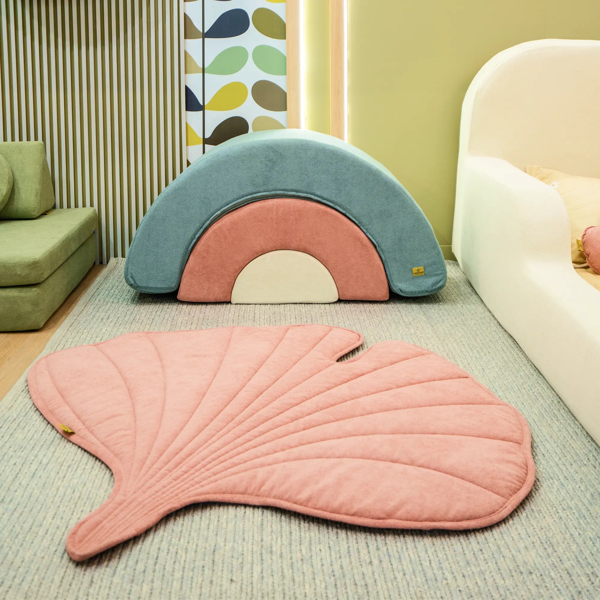 Cama Montessoriana Solteiro com Colchão + Brinde Tapete Gingko e Almofada Nuvem