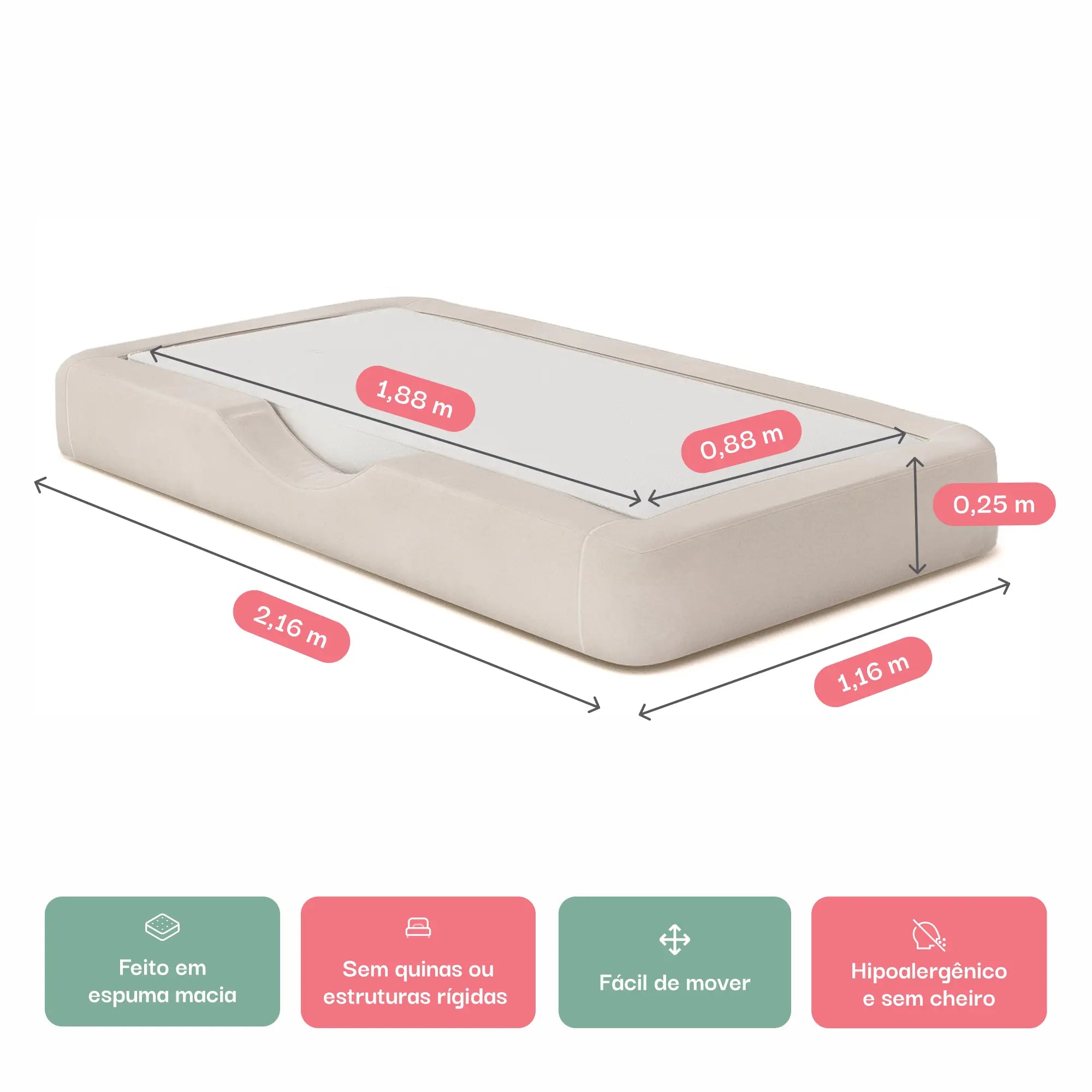 Cama Montessoriana Light - Cinza | Little Duck