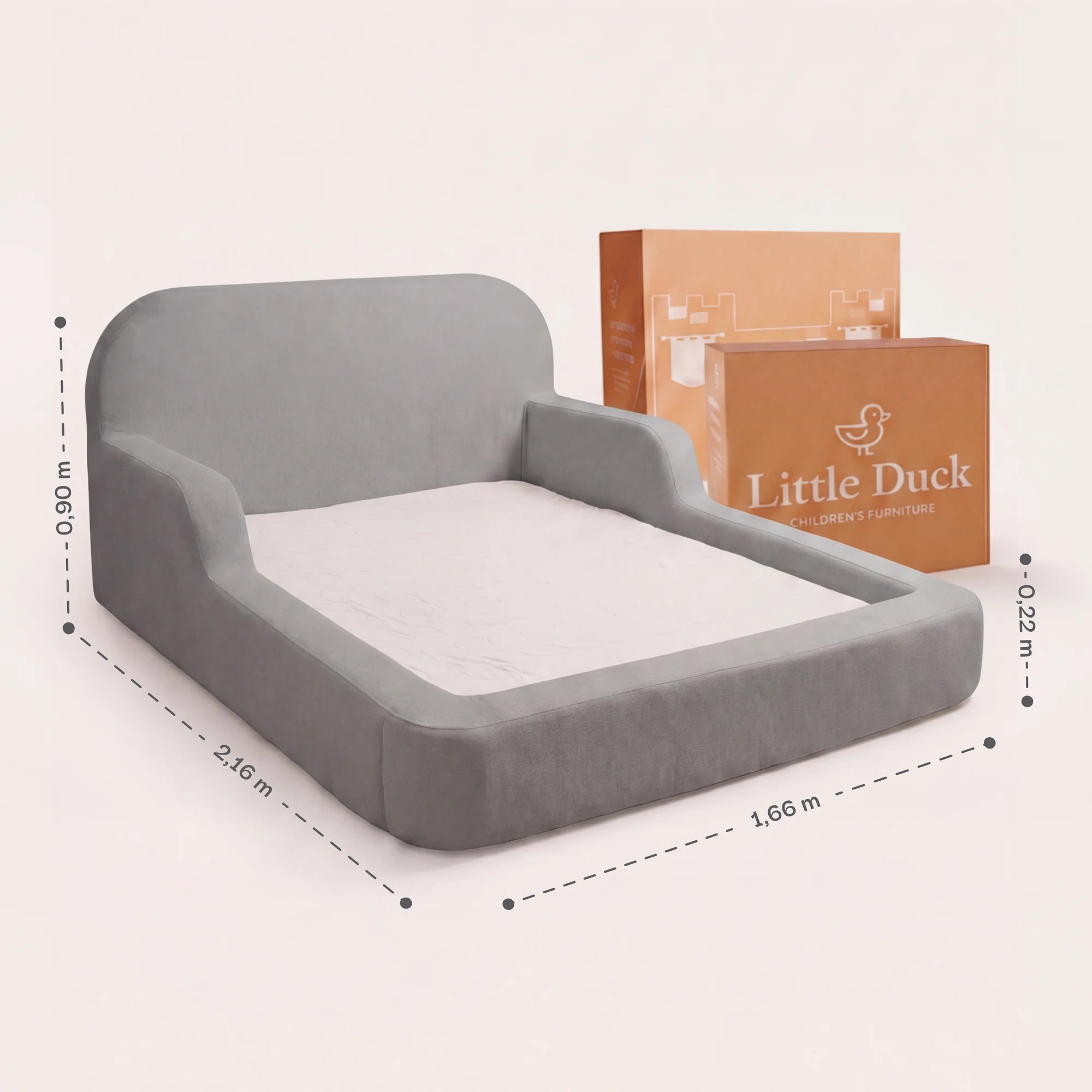 Cama Montessoriana Casal - Cinza | Little Duck