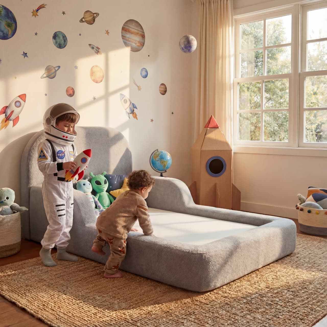 Cama Montessoriana Solteiro - Cinza | Little Duck