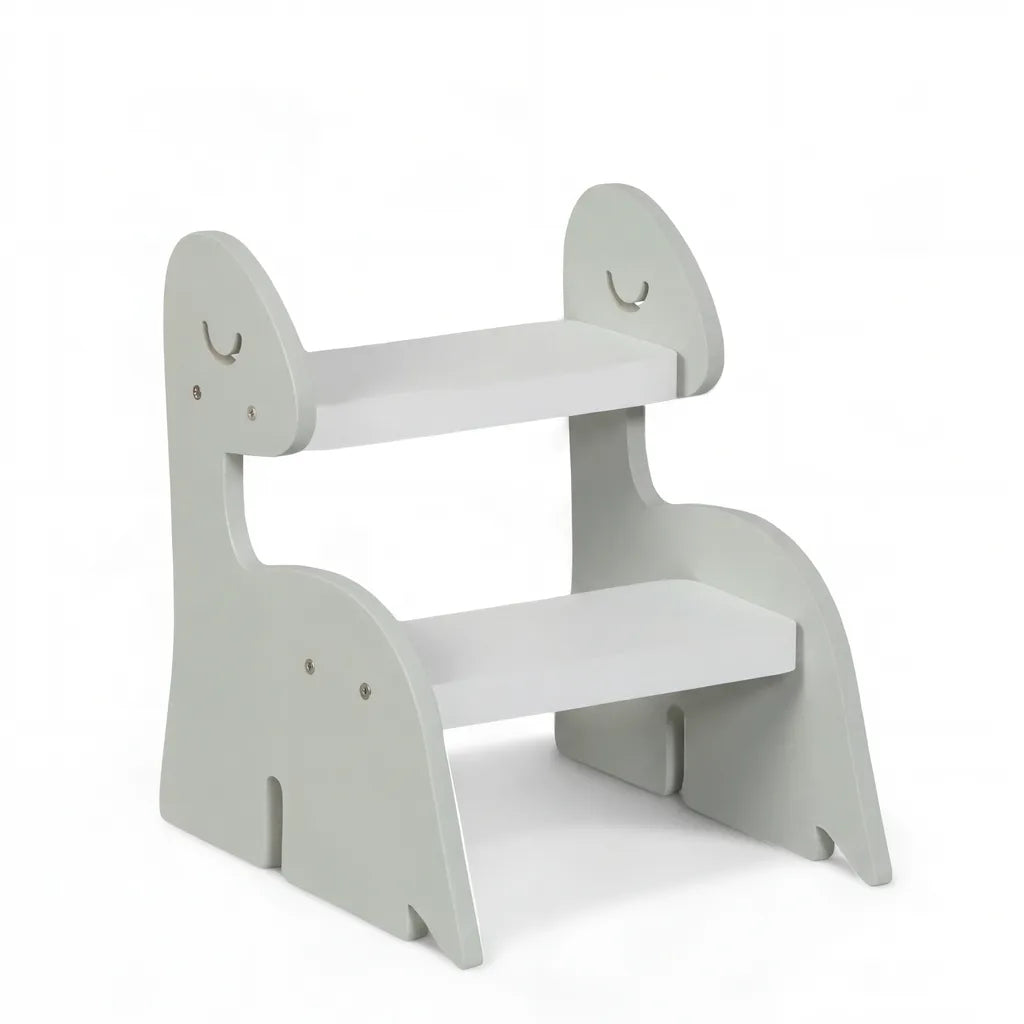 Escada Infantil Montessoriana Dino em Madeira Verde/Branco
