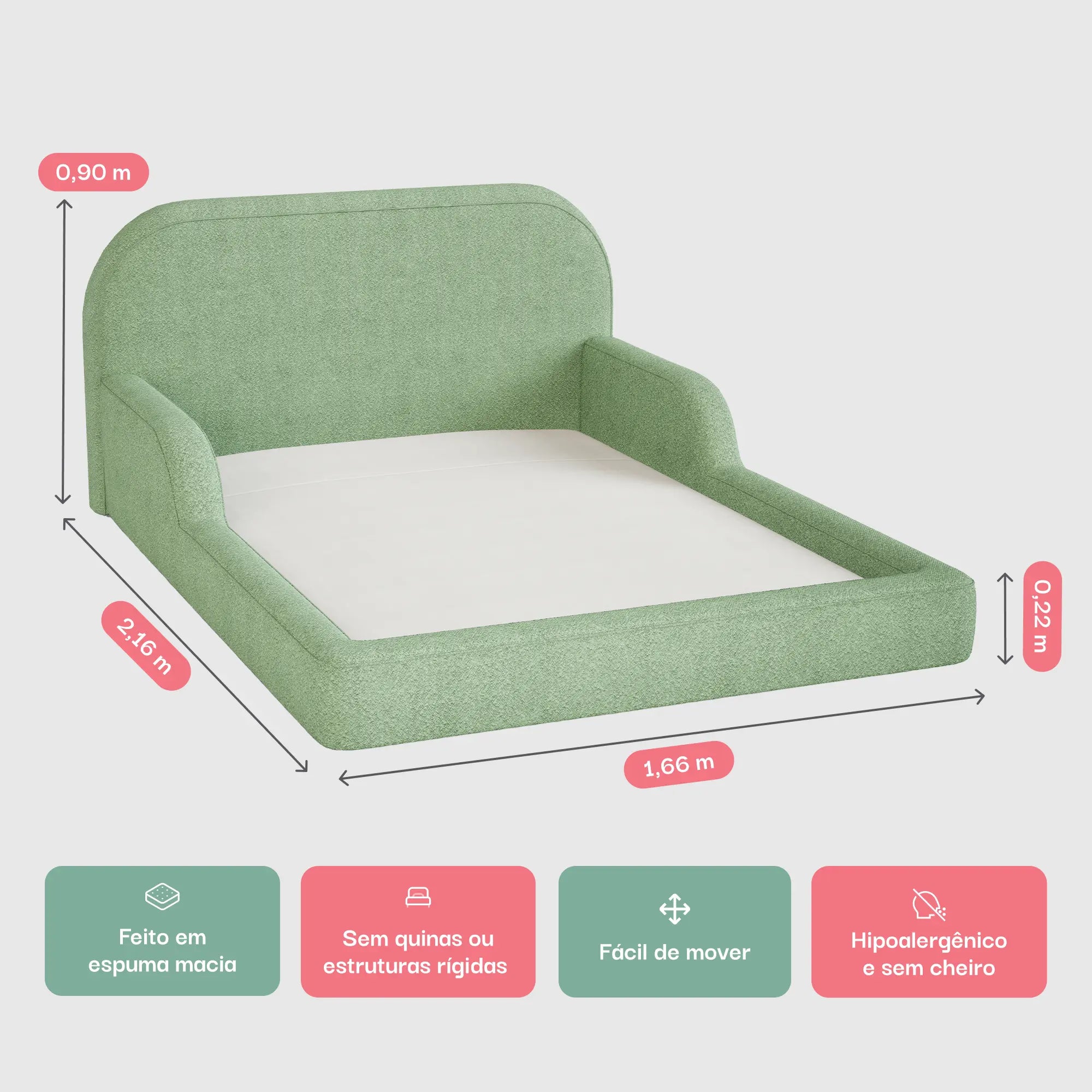 Cama Montessoriana Casal - Verde | Little Duck