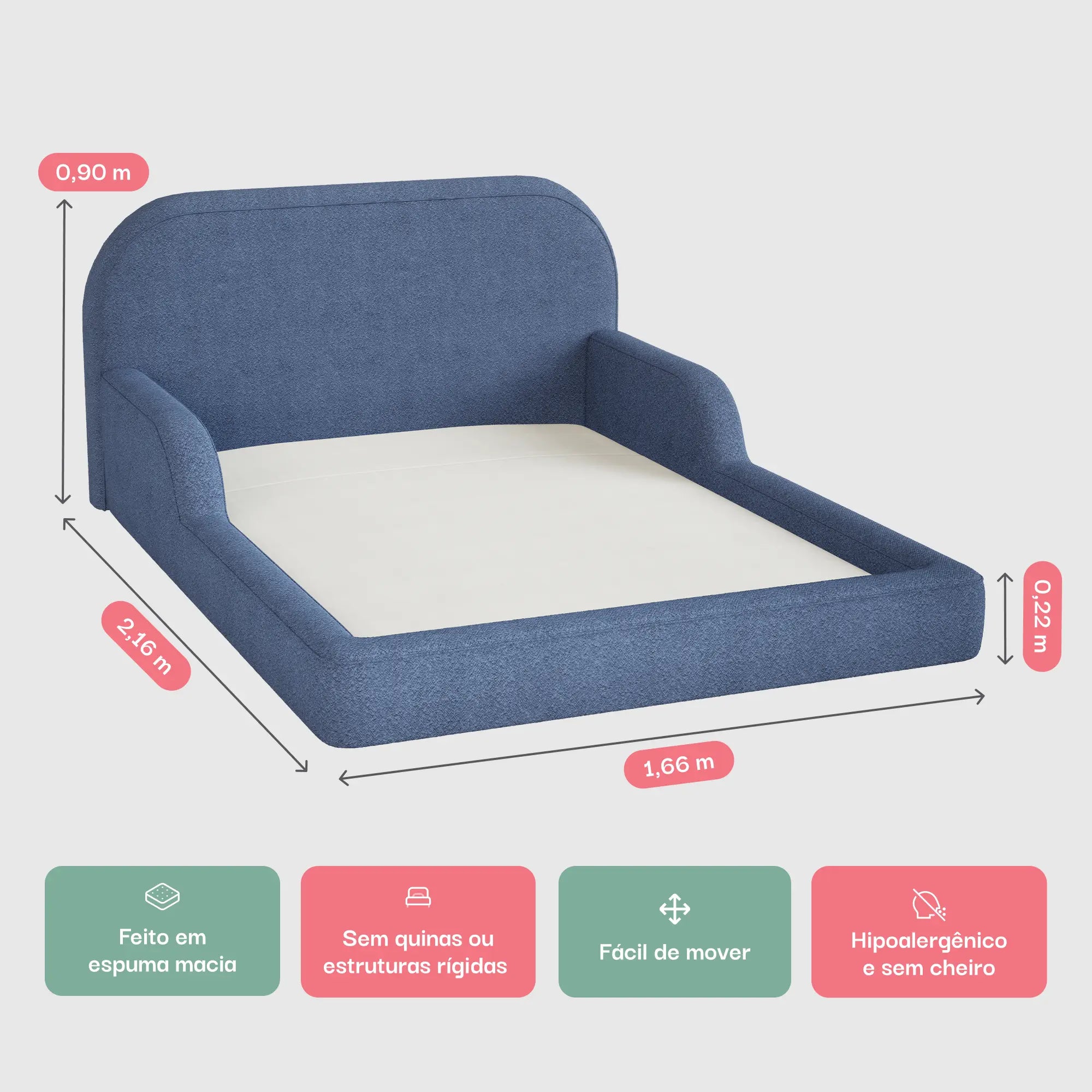 Cama Montessoriana Casal - Azul claro | Little Duck