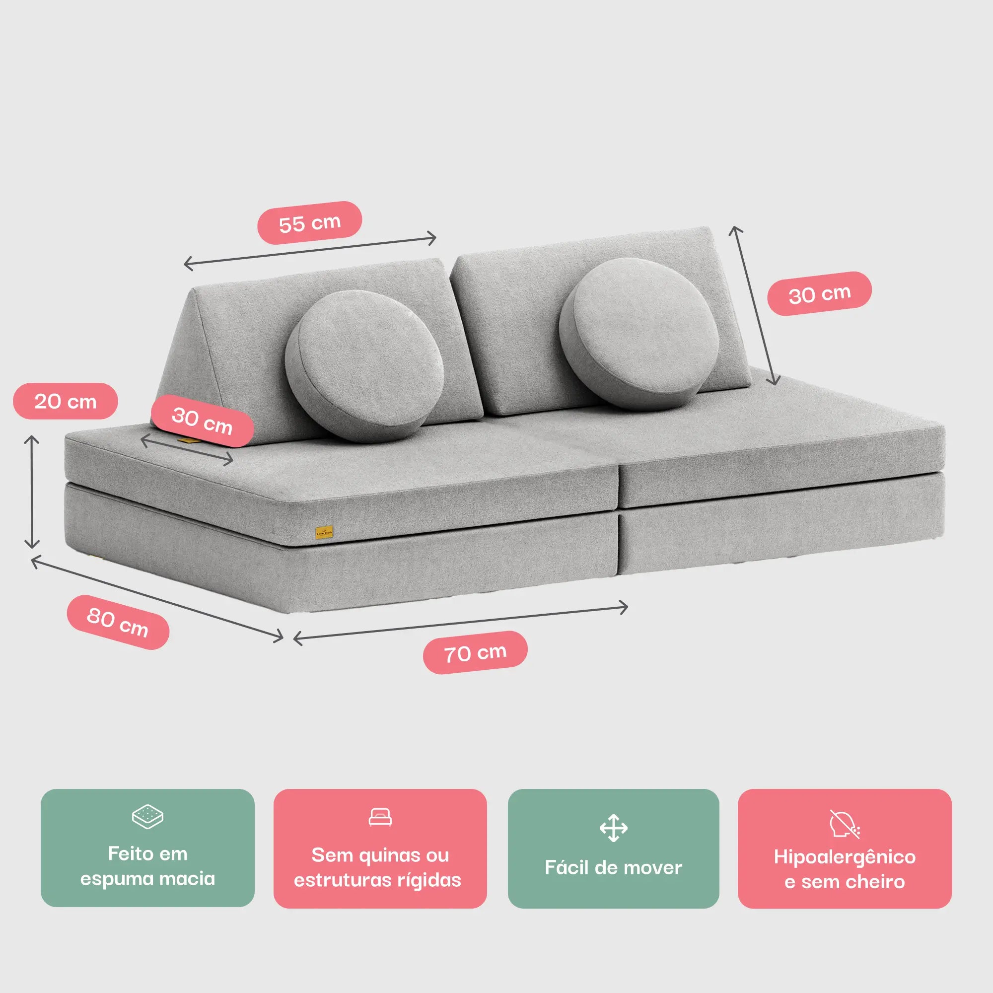 Sofá de Brincar - Cinza | Little Duck