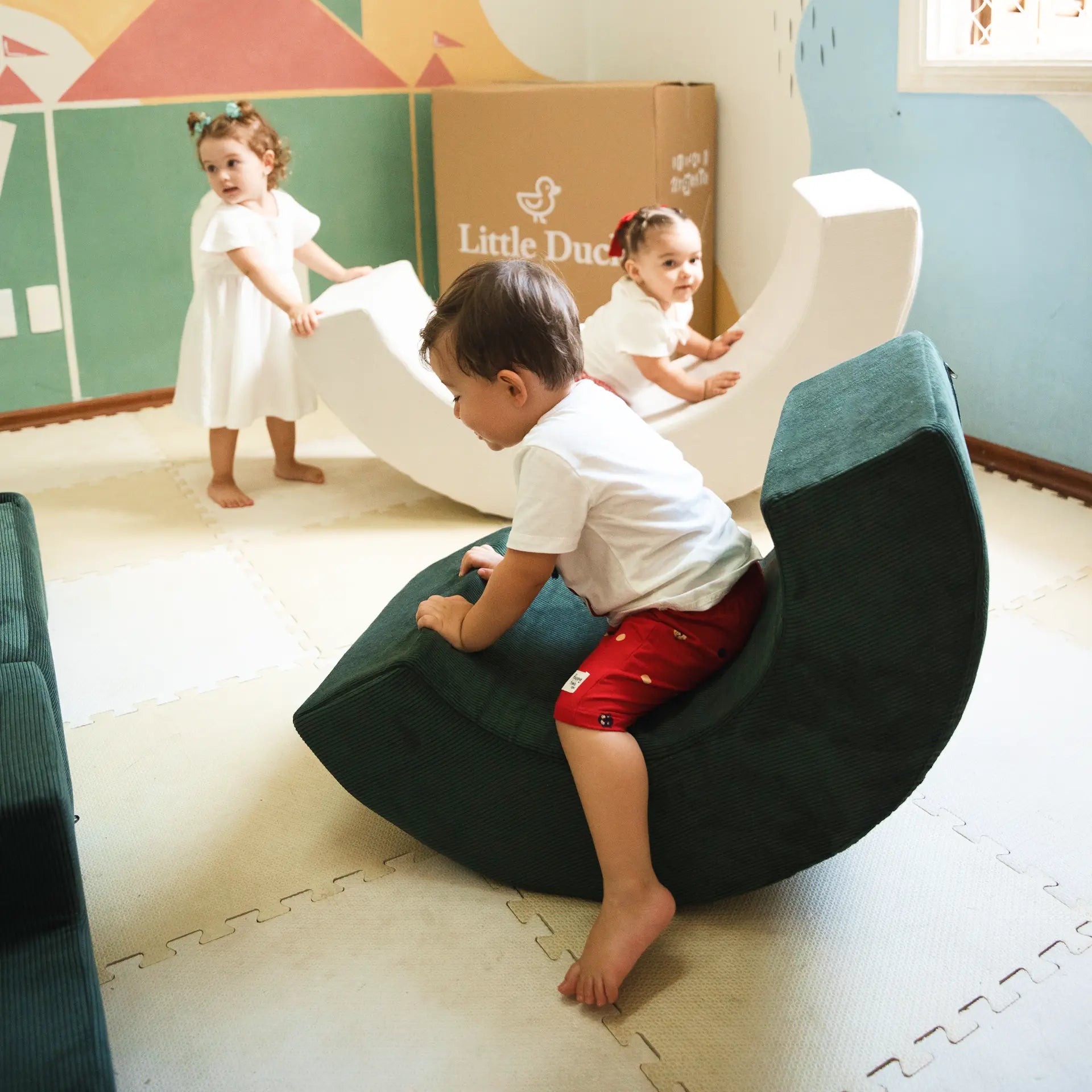 Play Arco-Íris Verde | Rosa | Linho - Little Duck