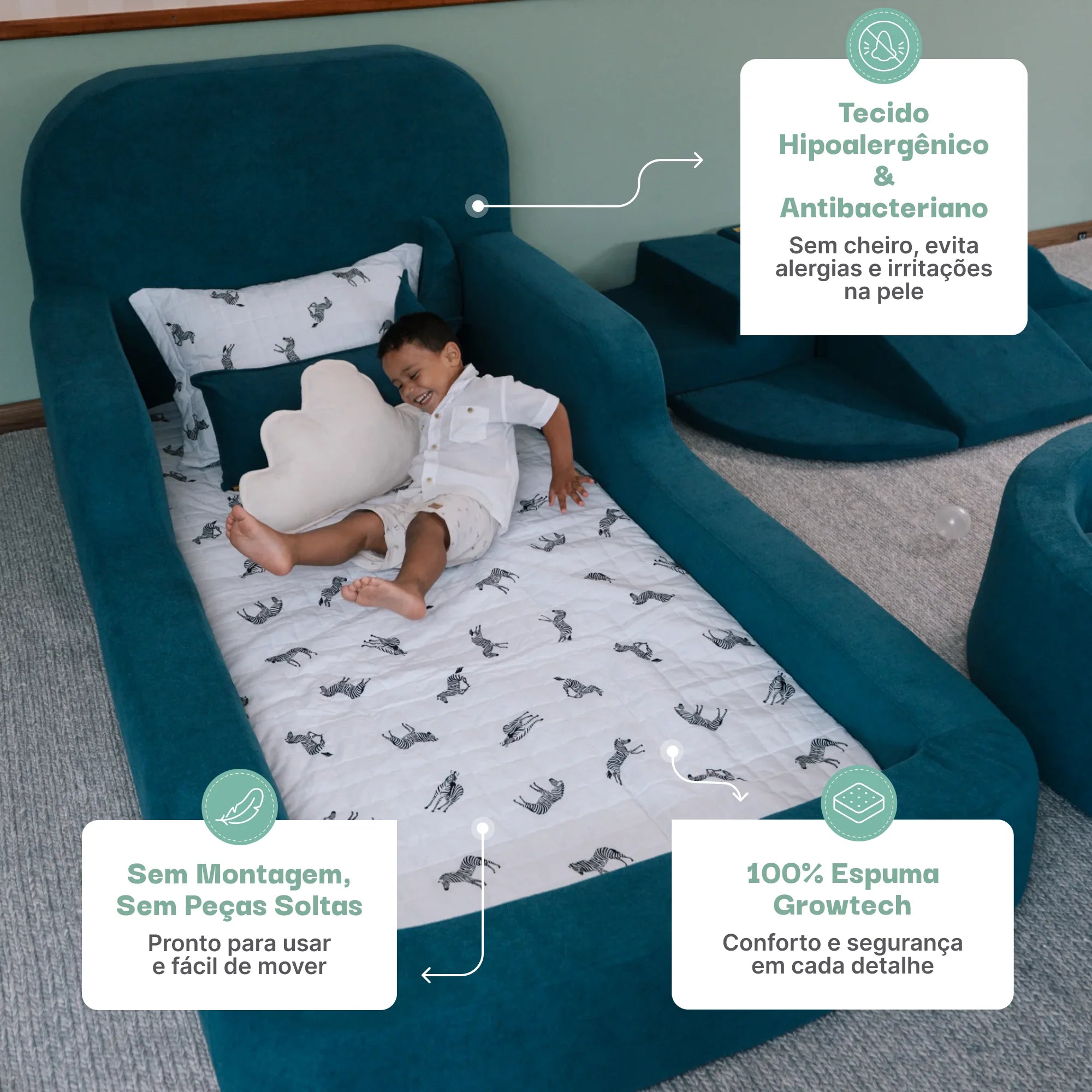 Cama Montessoriana Solteiro - Azul Marinho | Little Duck