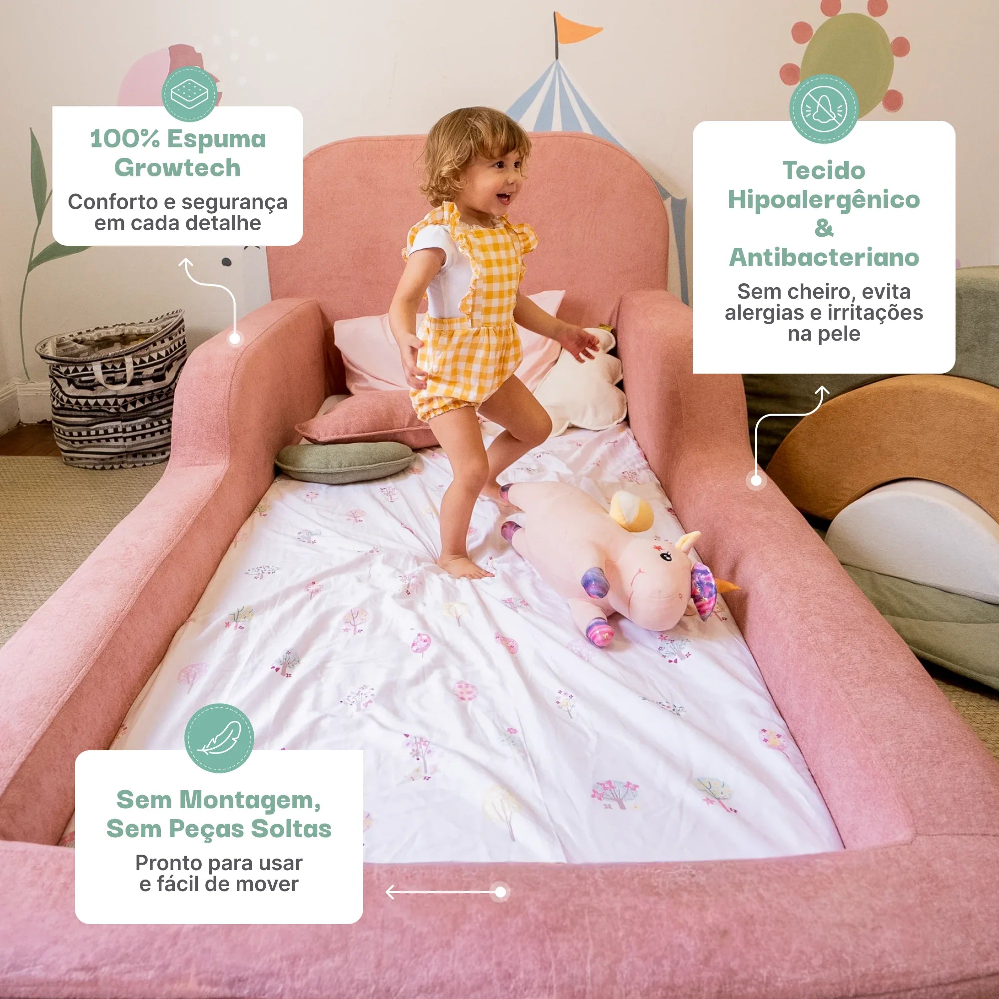 Cama Montessoriana Solteiro - Rosa | Little Duck