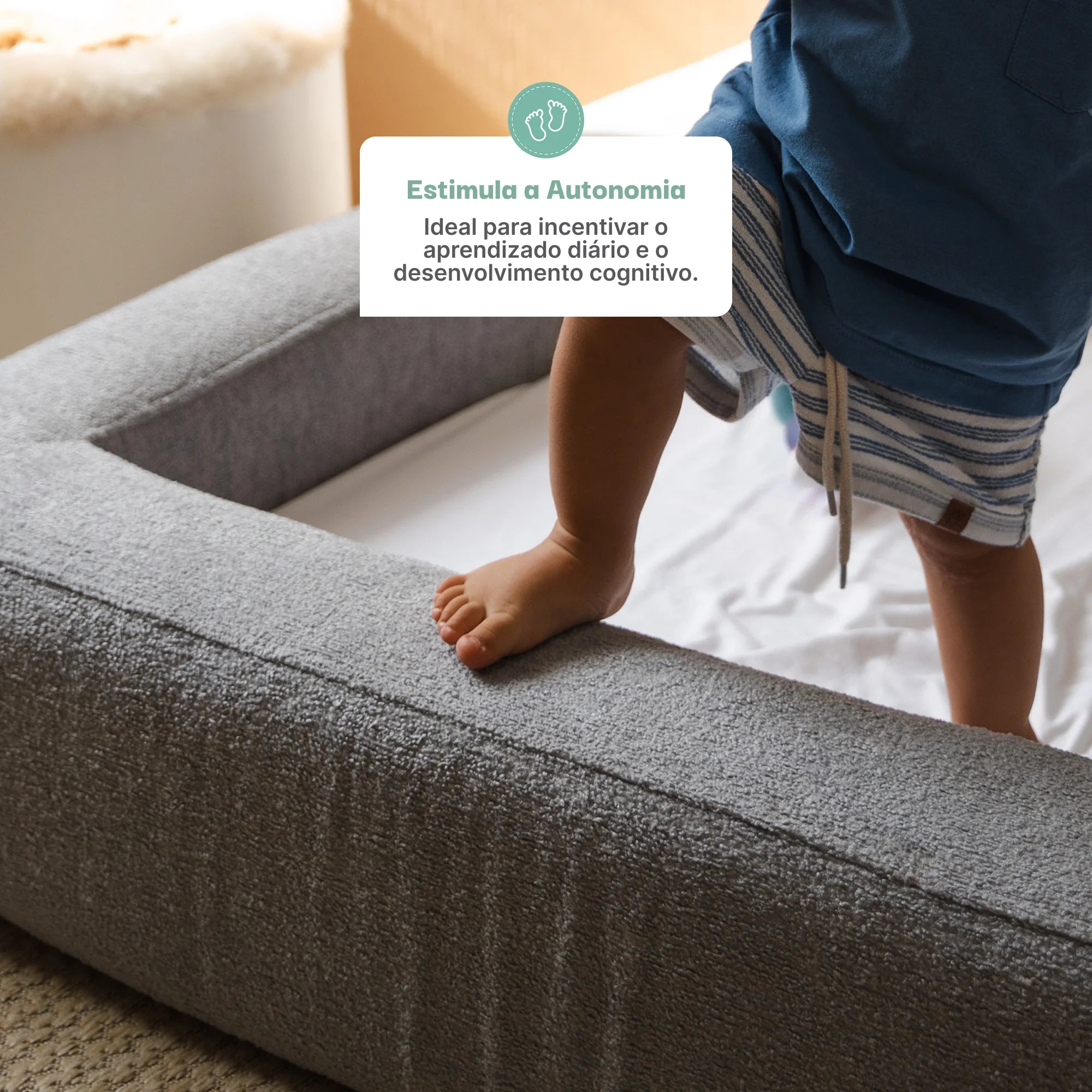 Cama Montessoriana Solteiro - Cinza | Little Duck