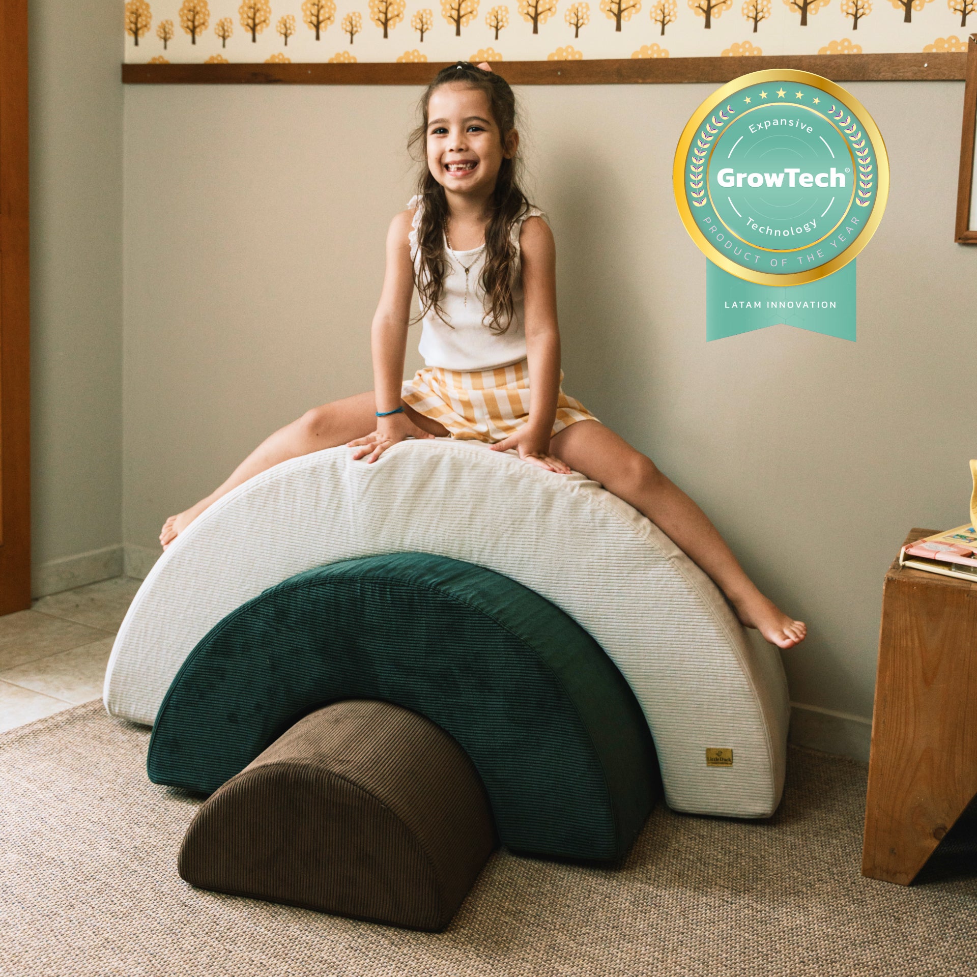 Play Arco-Íris Azul | Cinza | Linho - Little Duck