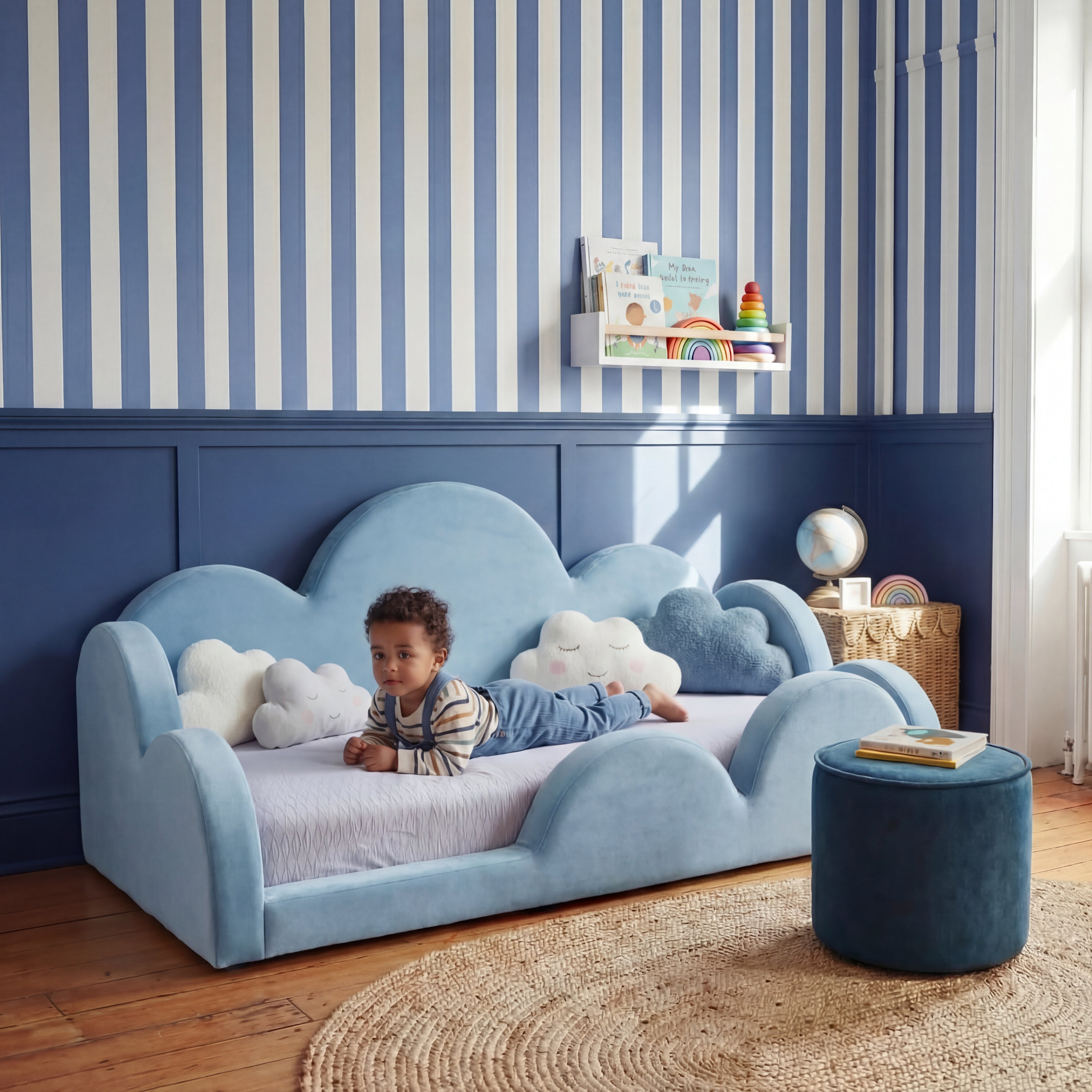 Cama Montessoriana Nuvem - Azul Claro | Little Duck