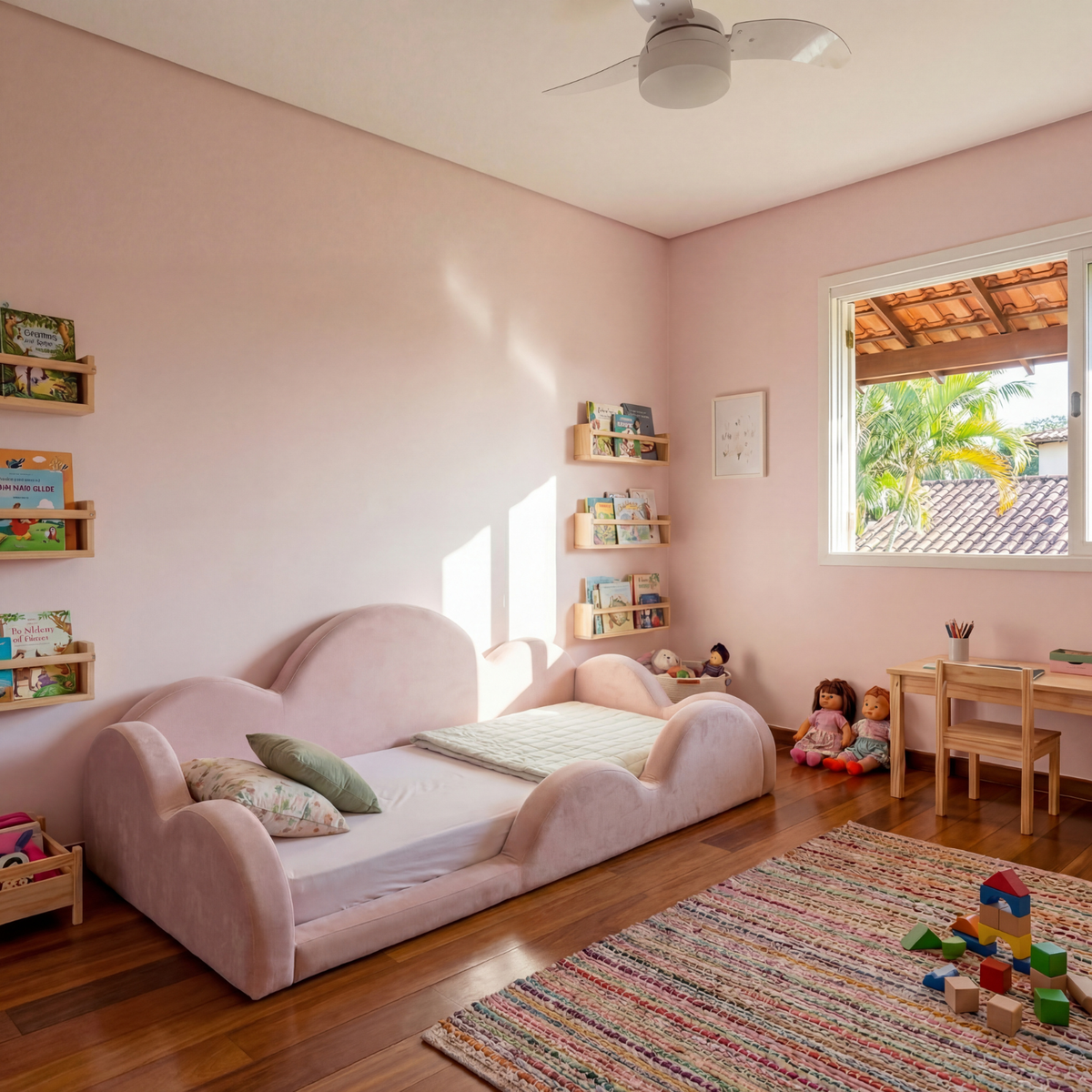Cama Montessoriana Nuvem - Rosa | Little Duck
