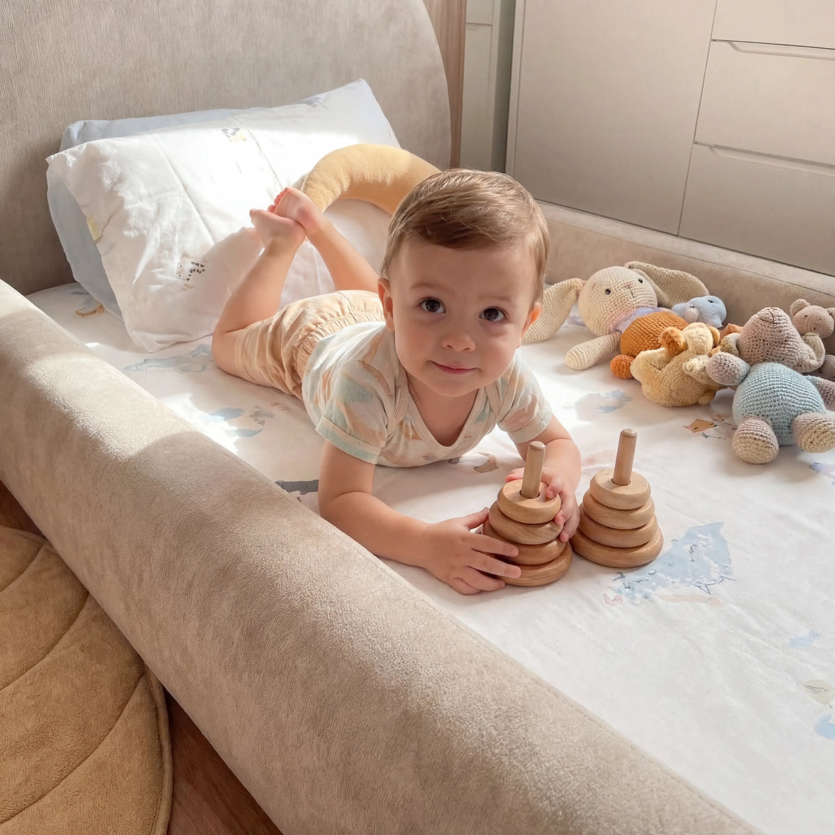 Cama Montessoriana Sol - Linho | Little Duck