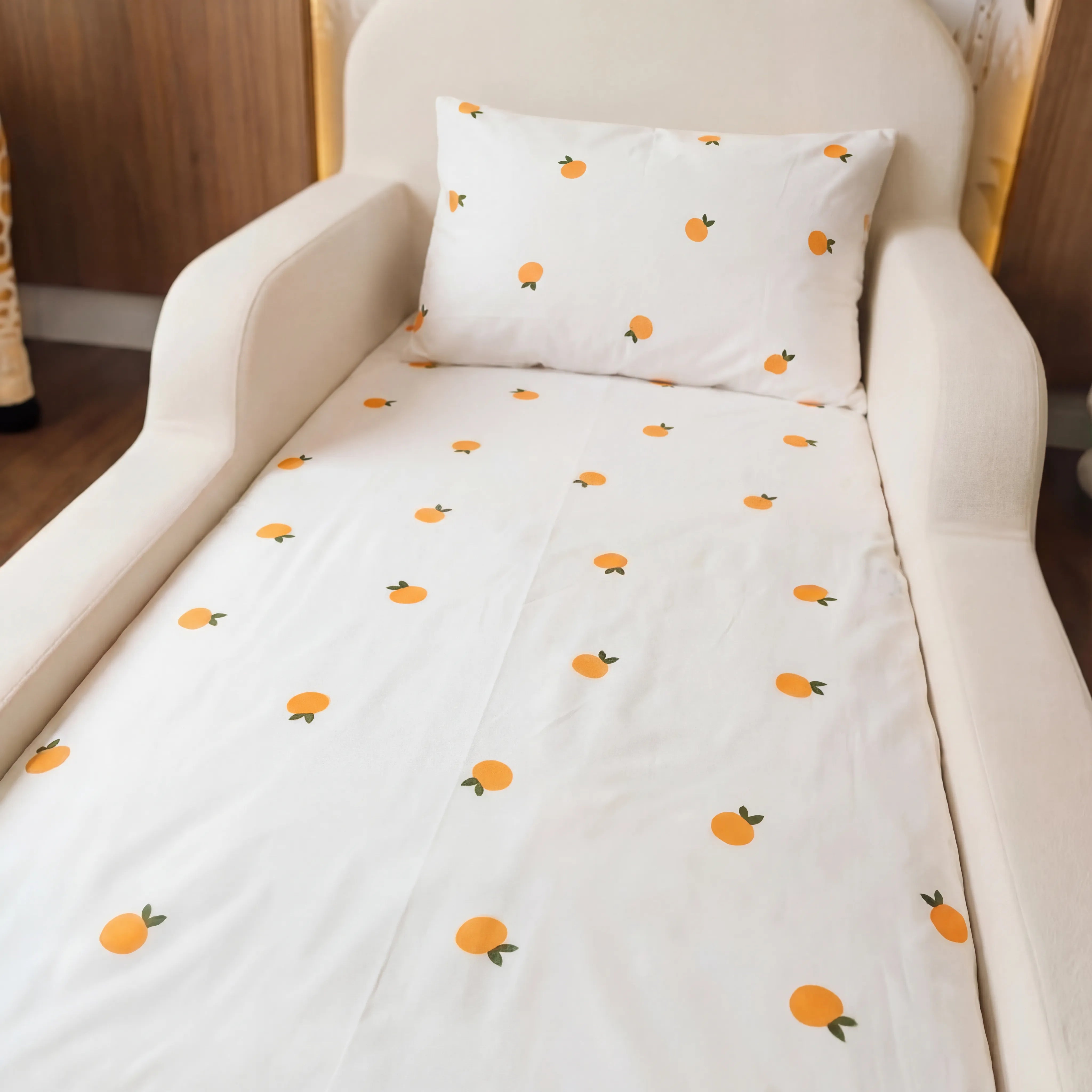 Jogo de Lençol Infantil Solteiro - Montessoriana Tangerina 200 fios