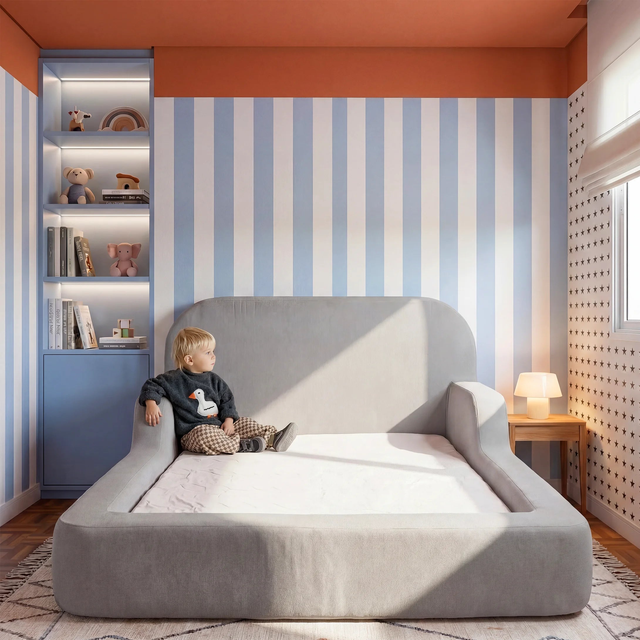 Cama Montessoriana Casal - Cinza | Little Duck
