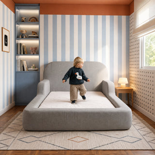 Cama Montessoriana Casal - Cinza | Little Duck