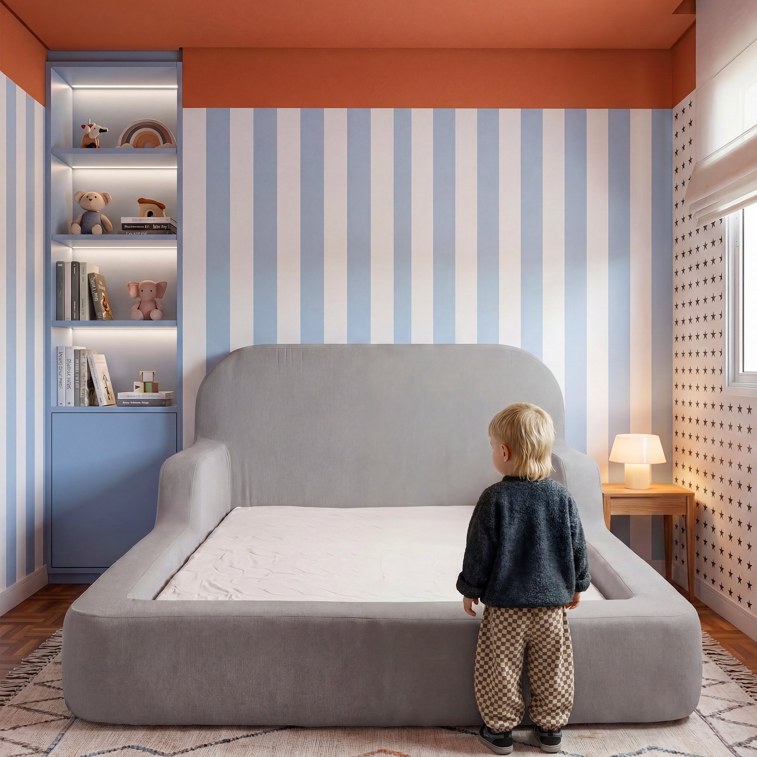 Cama Montessoriana Casal - Cinza | Little Duck