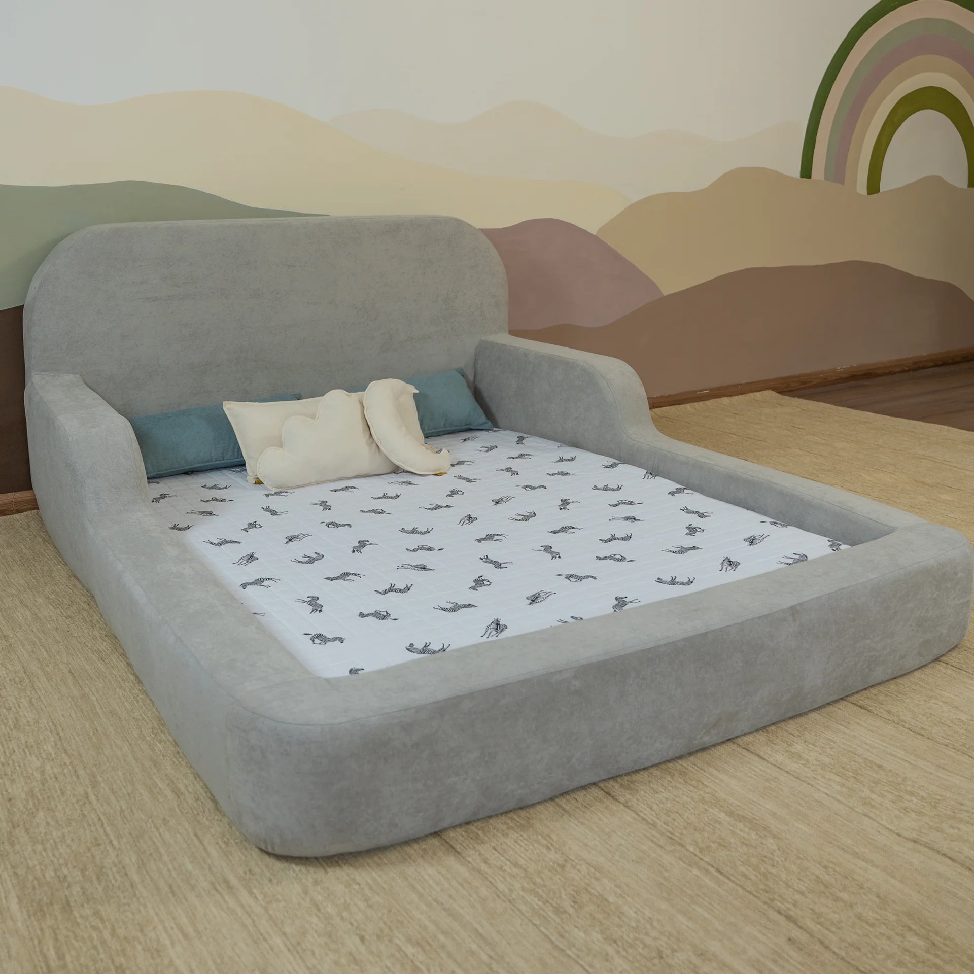 Cama Montessoriana Casal - Cinza | Little Duck