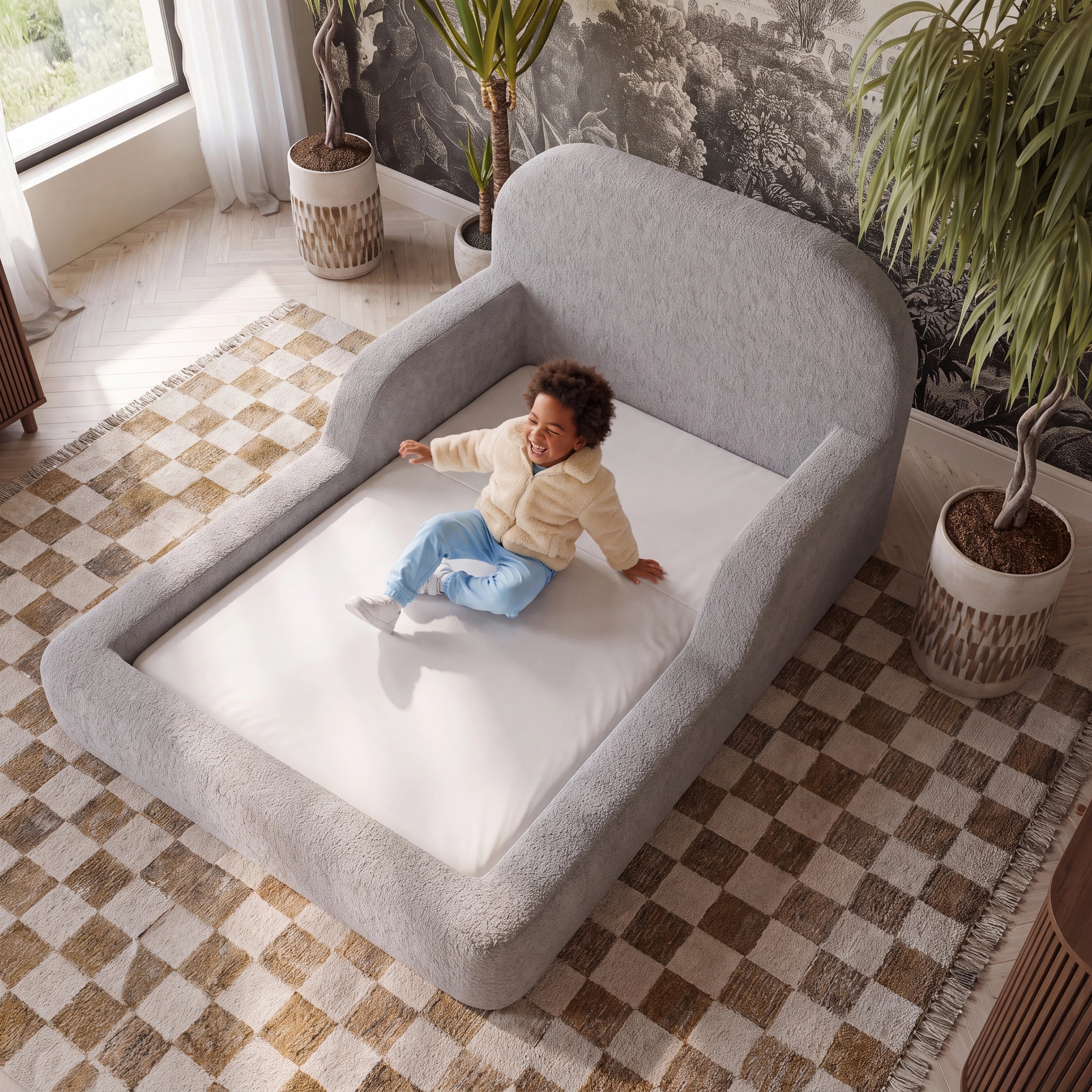 Cama Montessoriana Solteiro - Cinza | Little Duck
