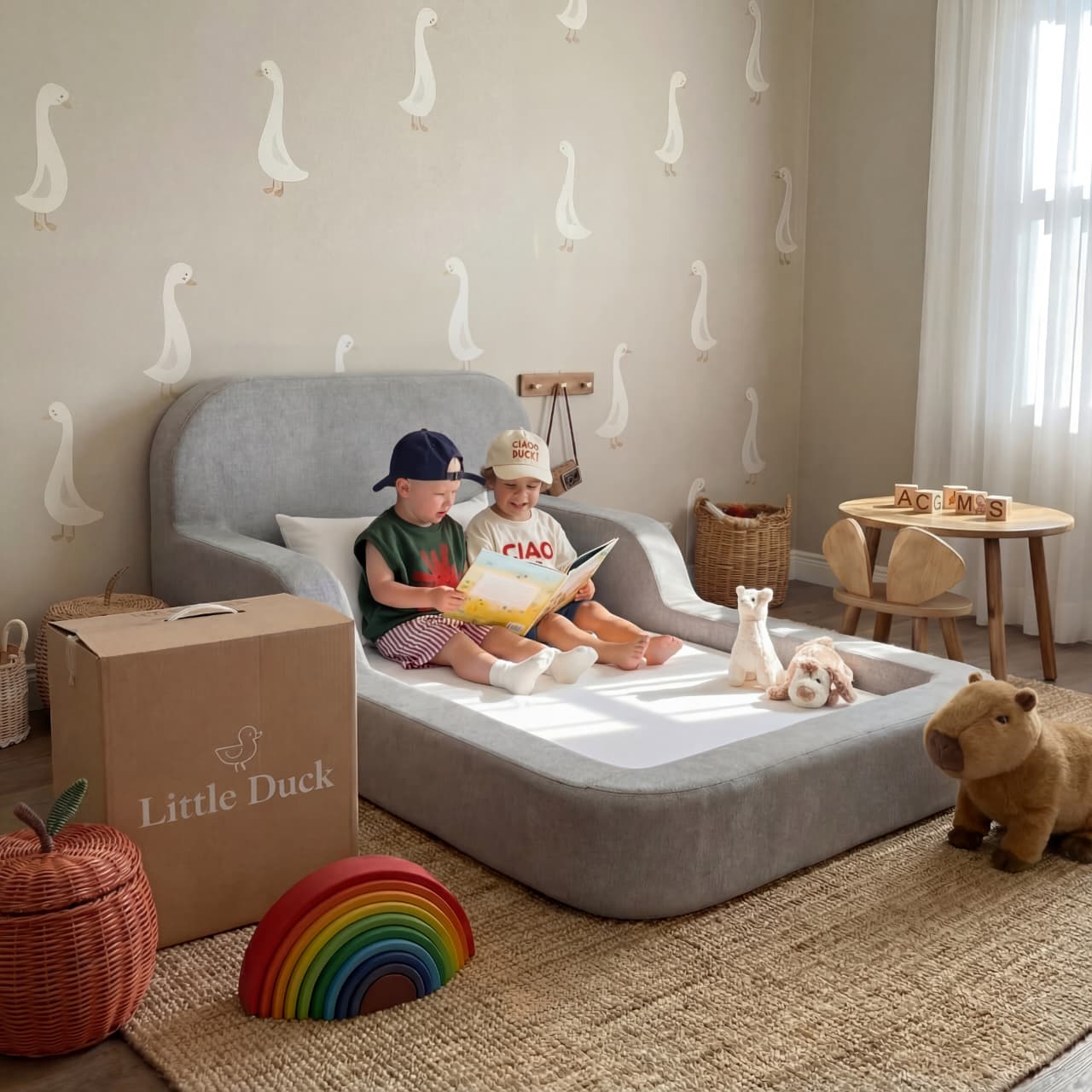 Cama Montessoriana Solteiro - Cinza | Little Duck