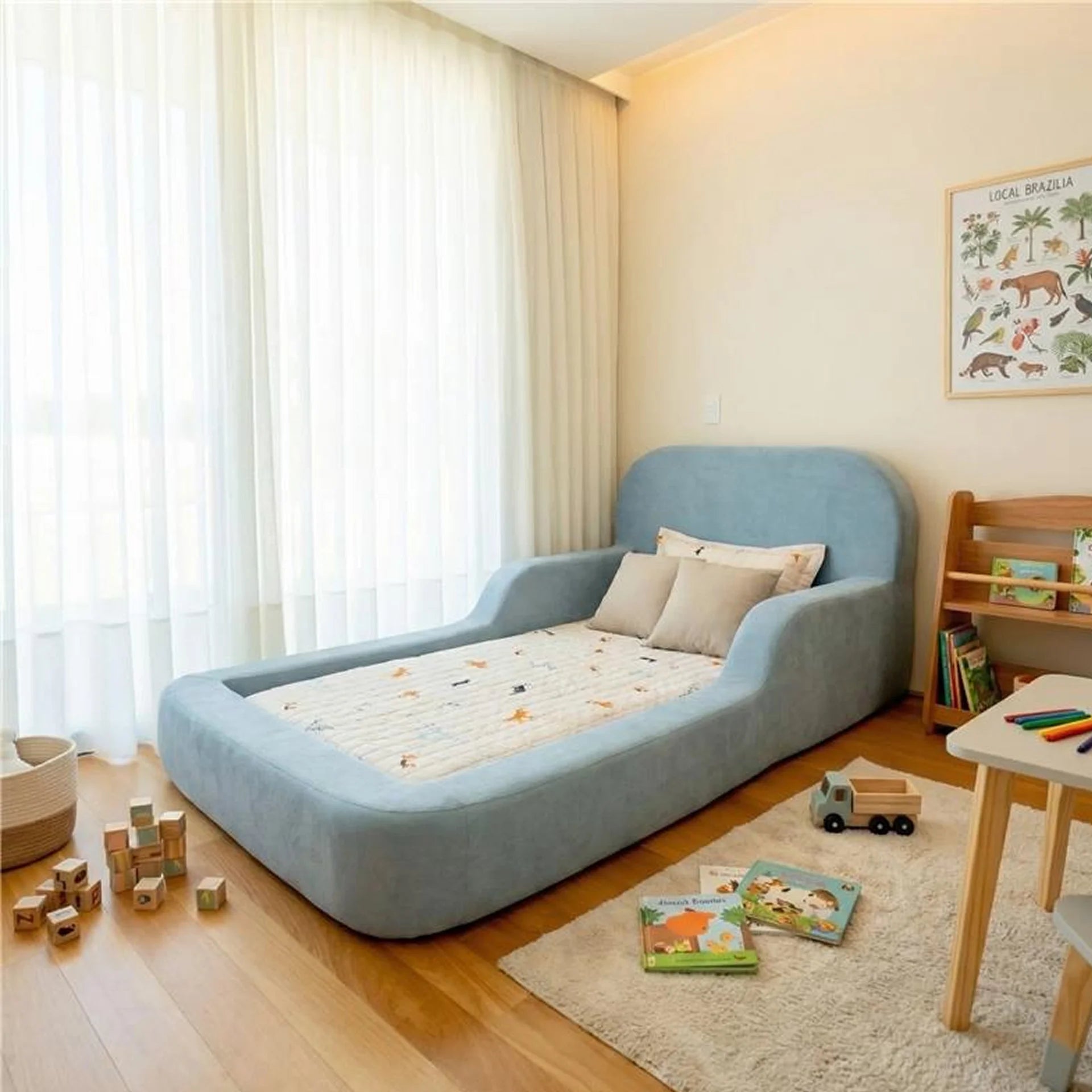Cama Montessoriana Solteiro - Azul Claro | Little Duck
