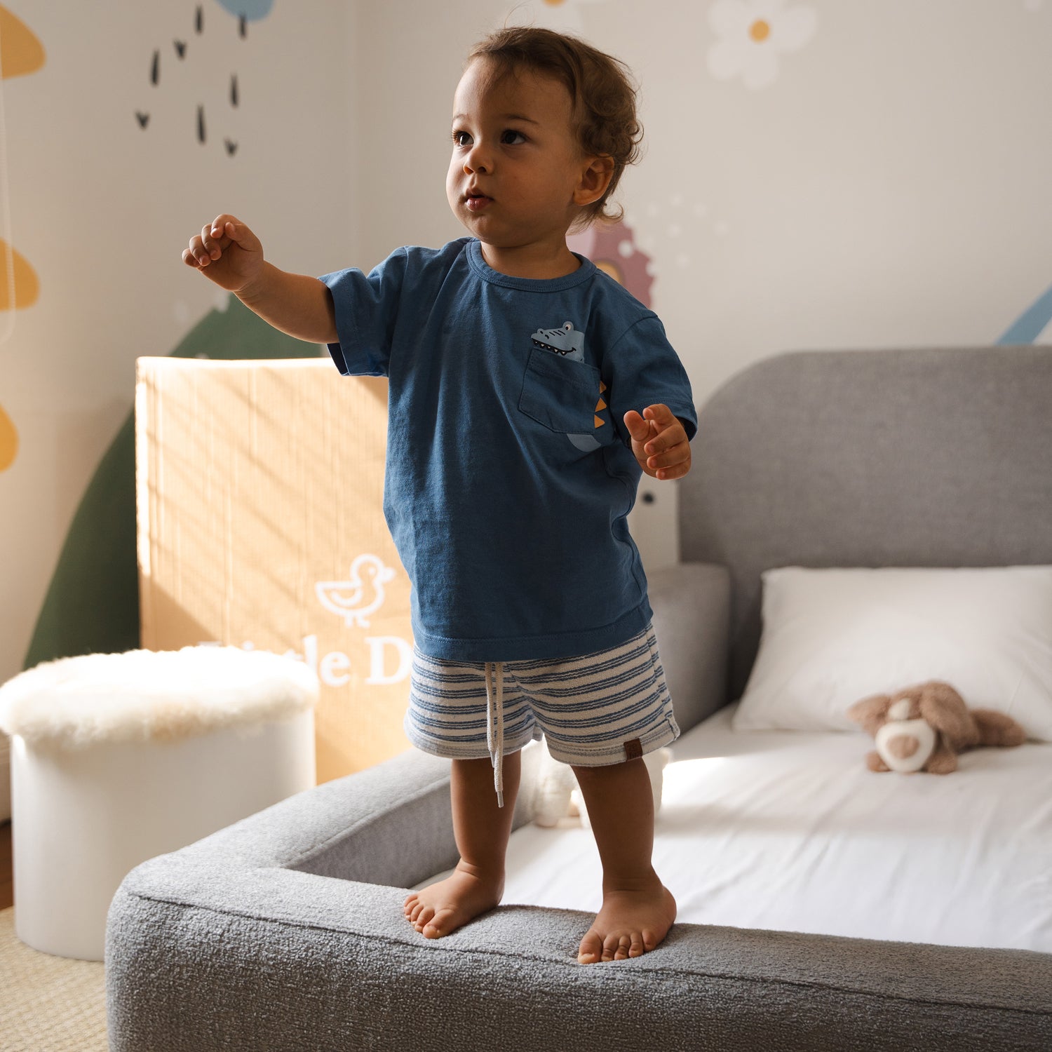 Cama Montessoriana Solteiro - Cinza | Little Duck