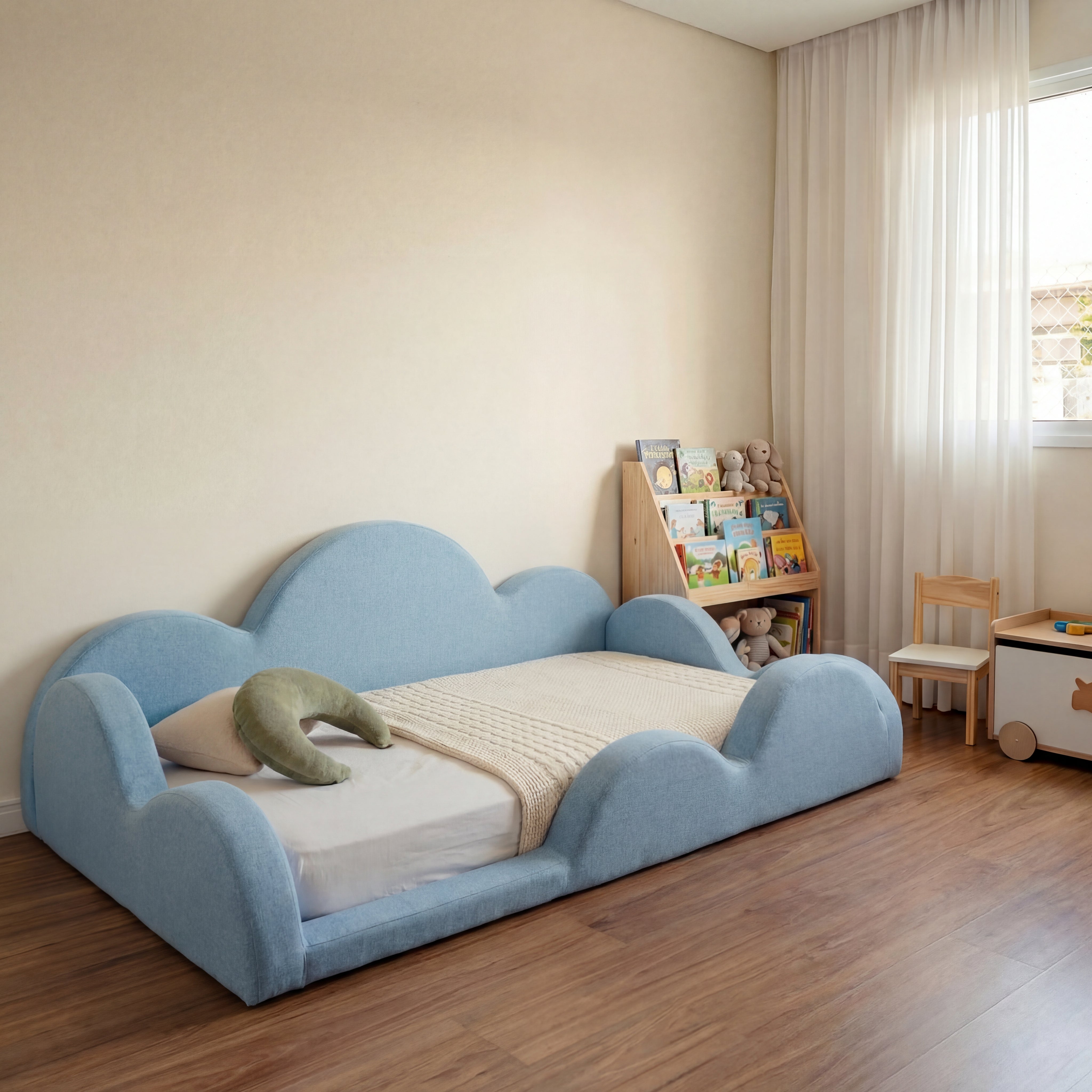 Cama Montessoriana Nuvem - Azul Claro | Little Duck