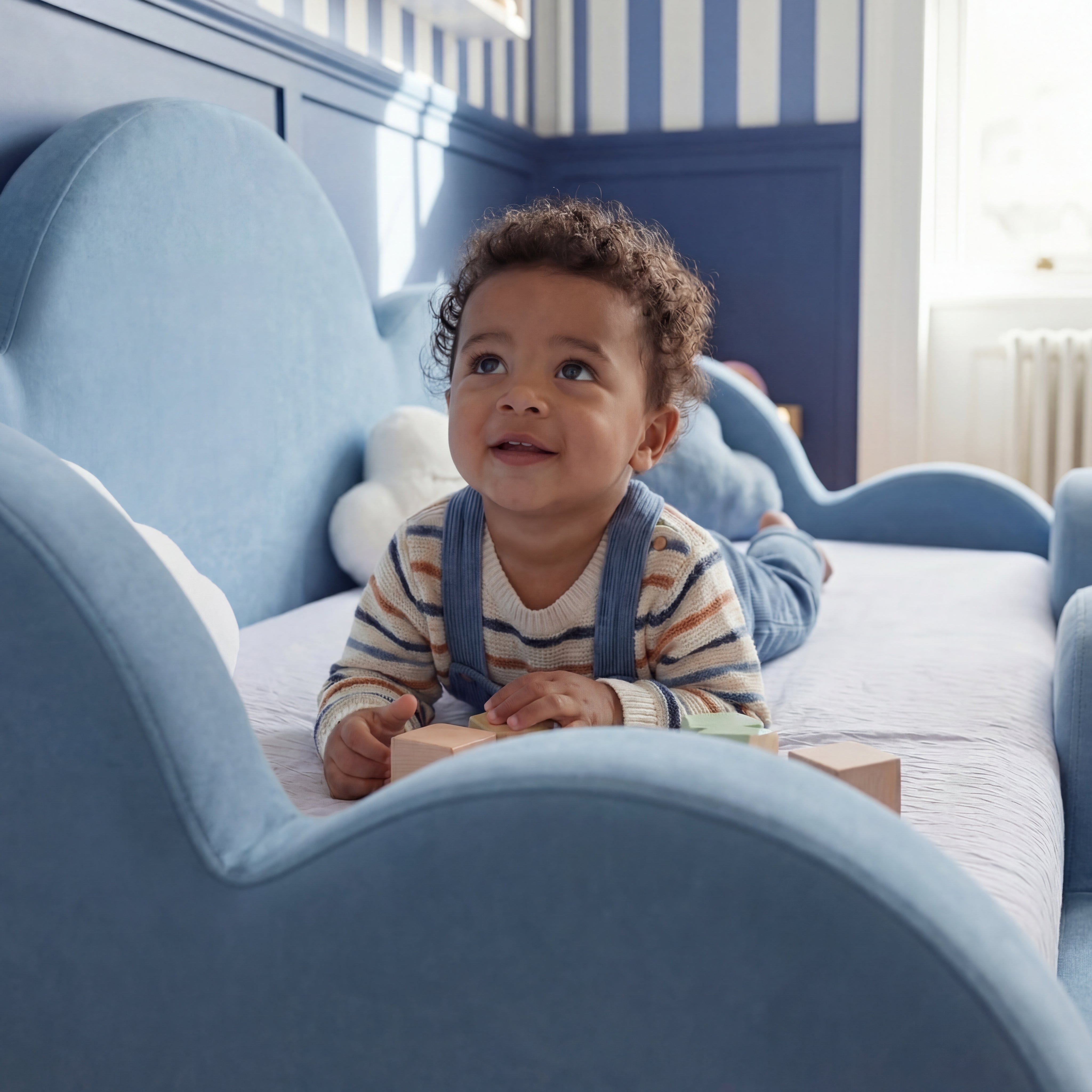 Cama Montessoriana Nuvem - Azul Claro | Little Duck