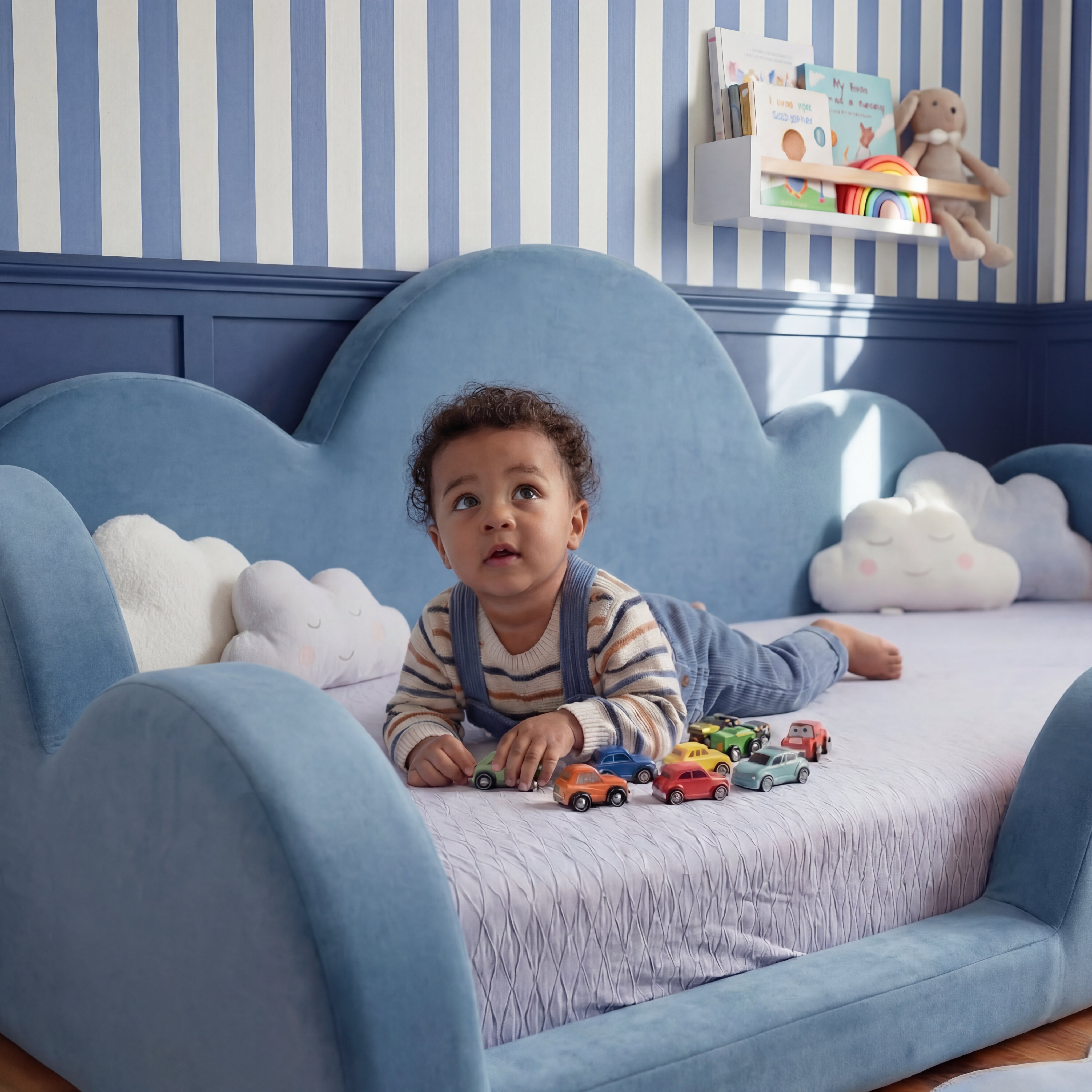Cama Montessoriana Nuvem - Azul Claro | Little Duck