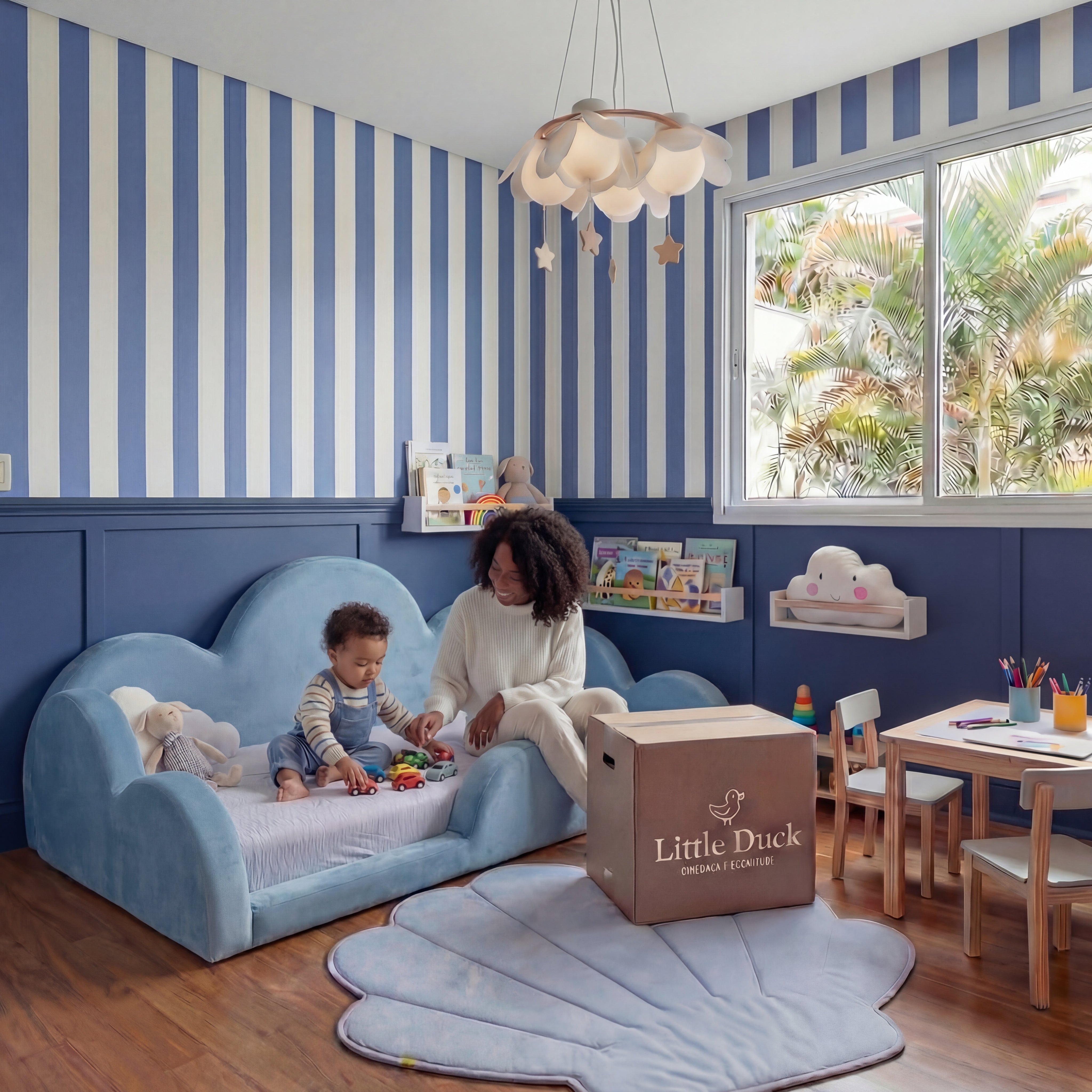 Cama Montessoriana Nuvem - Azul Claro | Little Duck