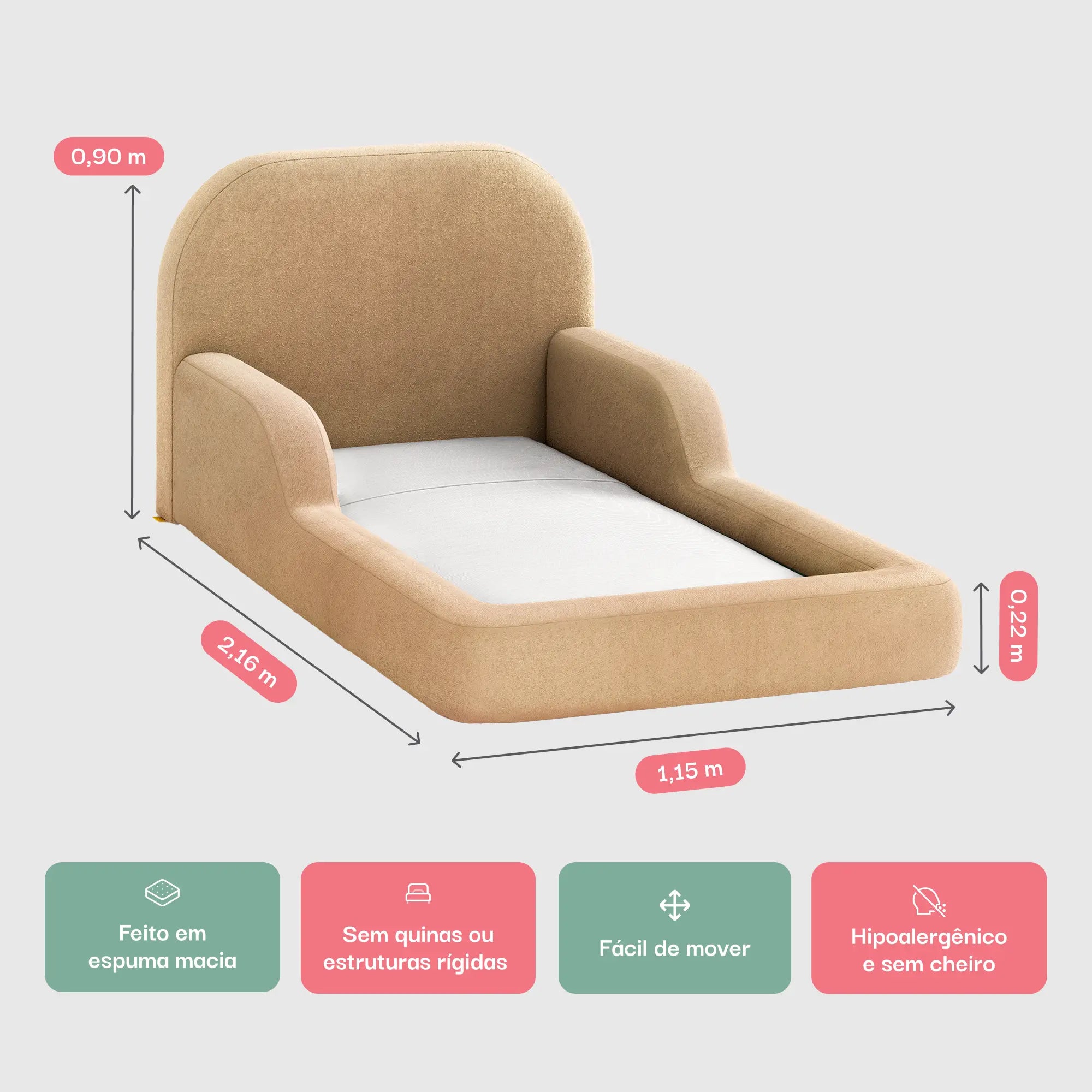 Cama Montessoriana Solteiro - Mostarda | Little Duck