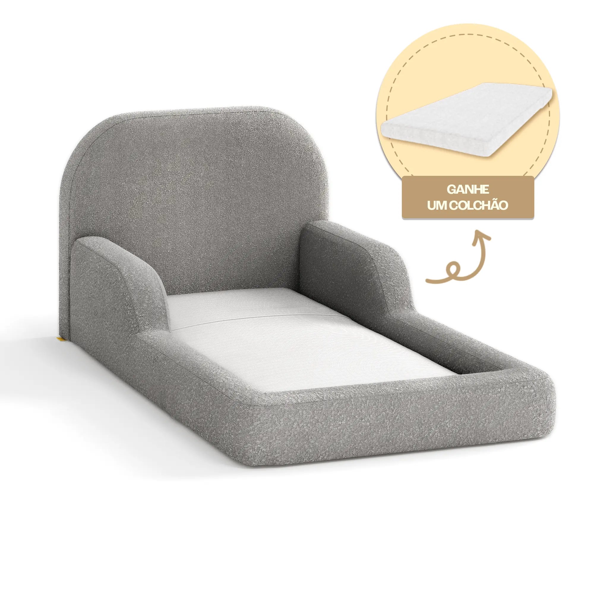 Cama Montessoriana Solteiro - Cinza | Little Duck