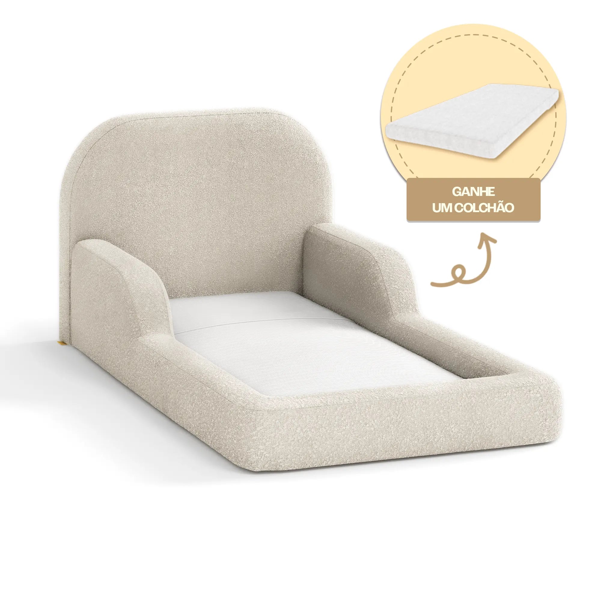 Cama Montessoriana Solteiro - Linho | Little Duck