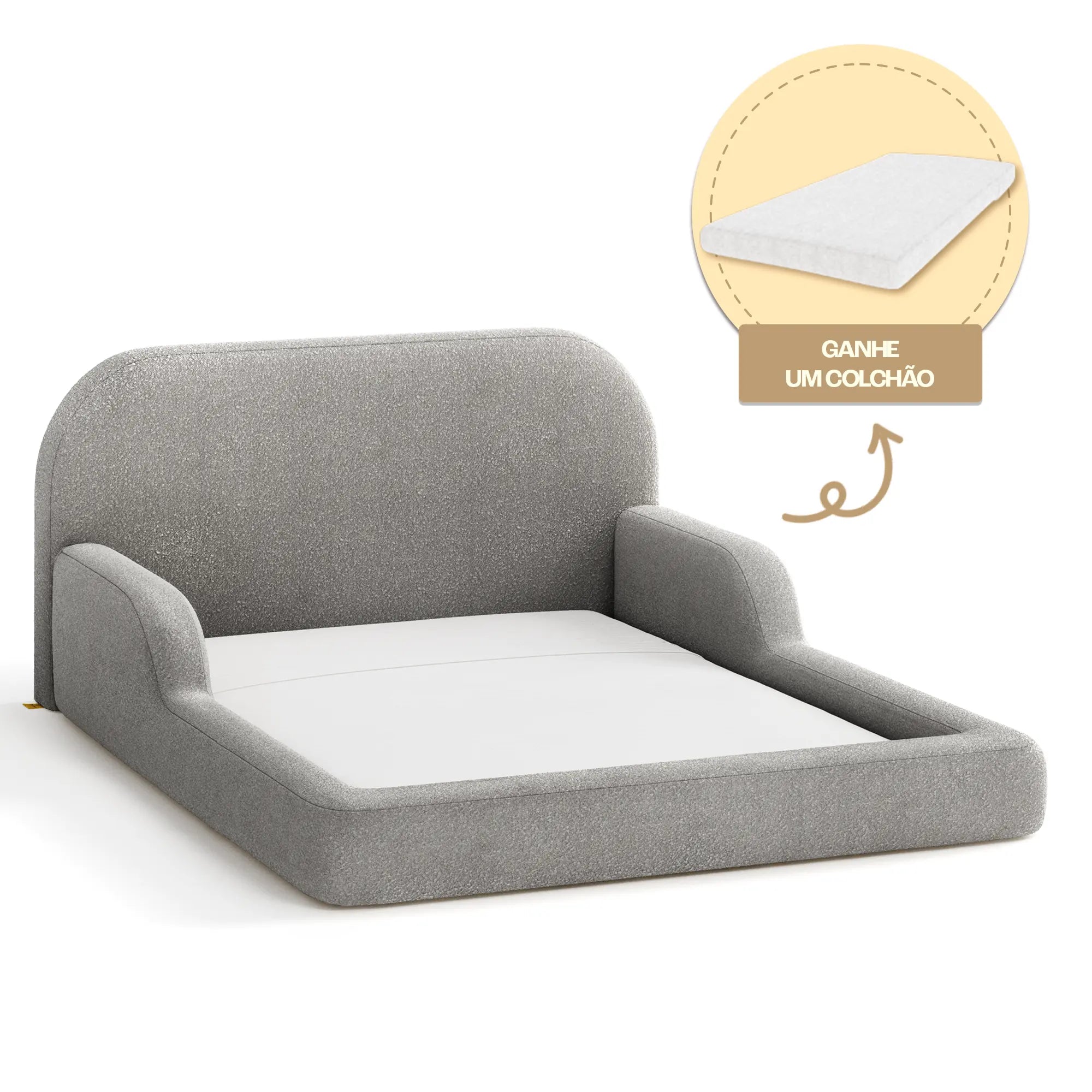 Cama Montessoriana Casal - Cinza | Little Duck