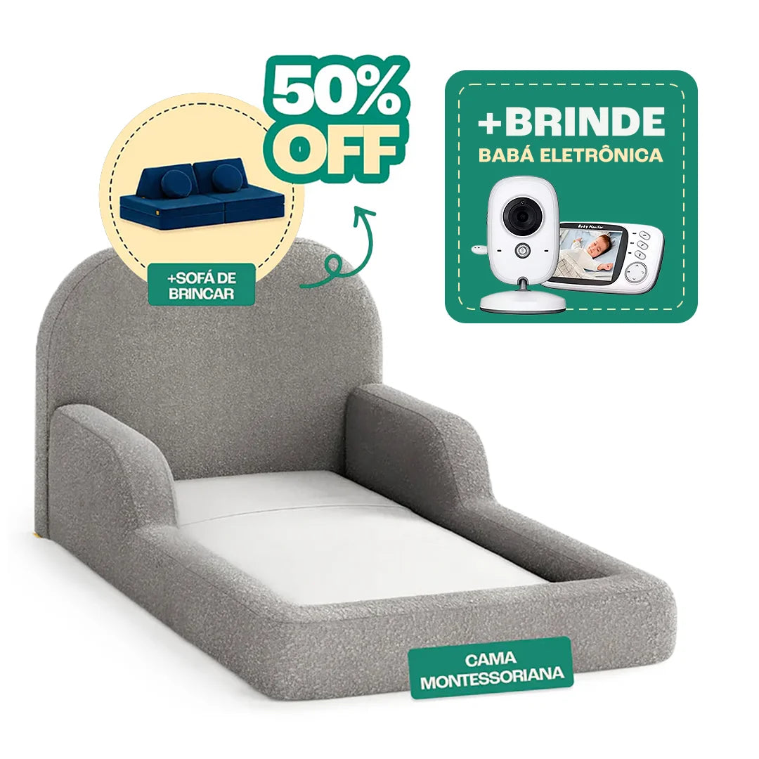 Cama montessoriana Solteiro + Sofá de Brincar 50% OFF + Brinde Baba Eletrônica | Little Duck