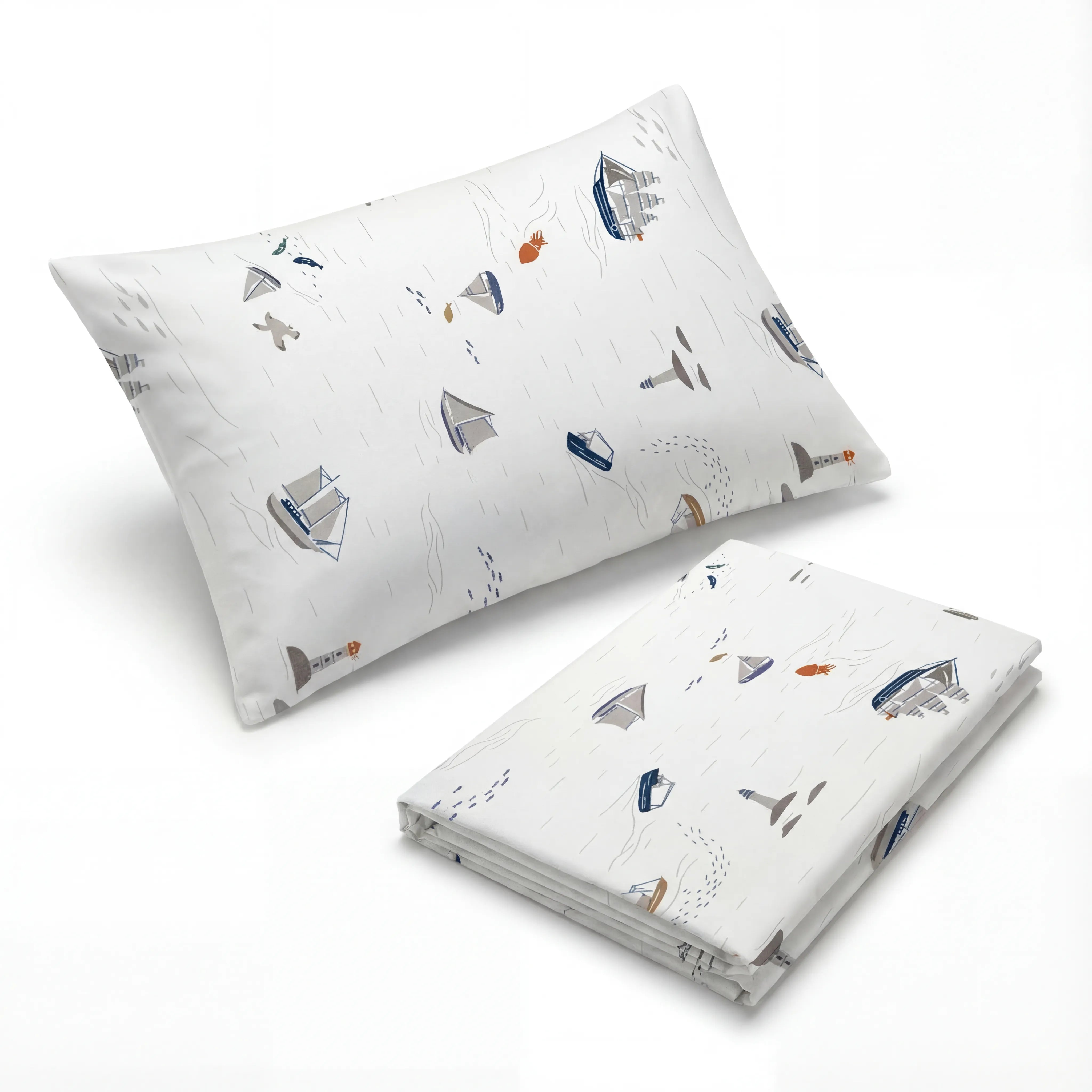 Jogo de Lençol Infantil Solteiro - Montessoriana Barcos 200 fios