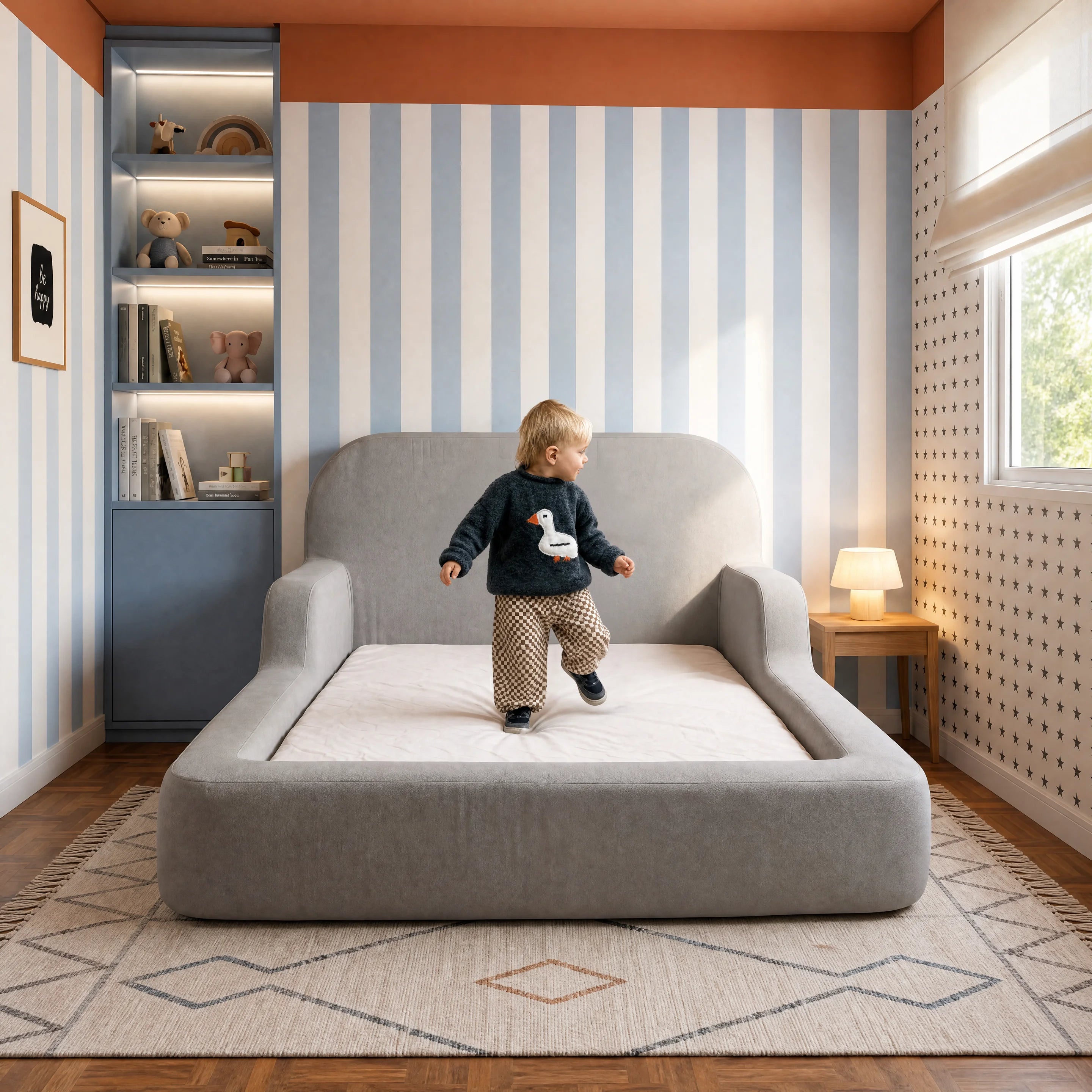 Cama Montessoriana Casal - Cinza | Little Duck