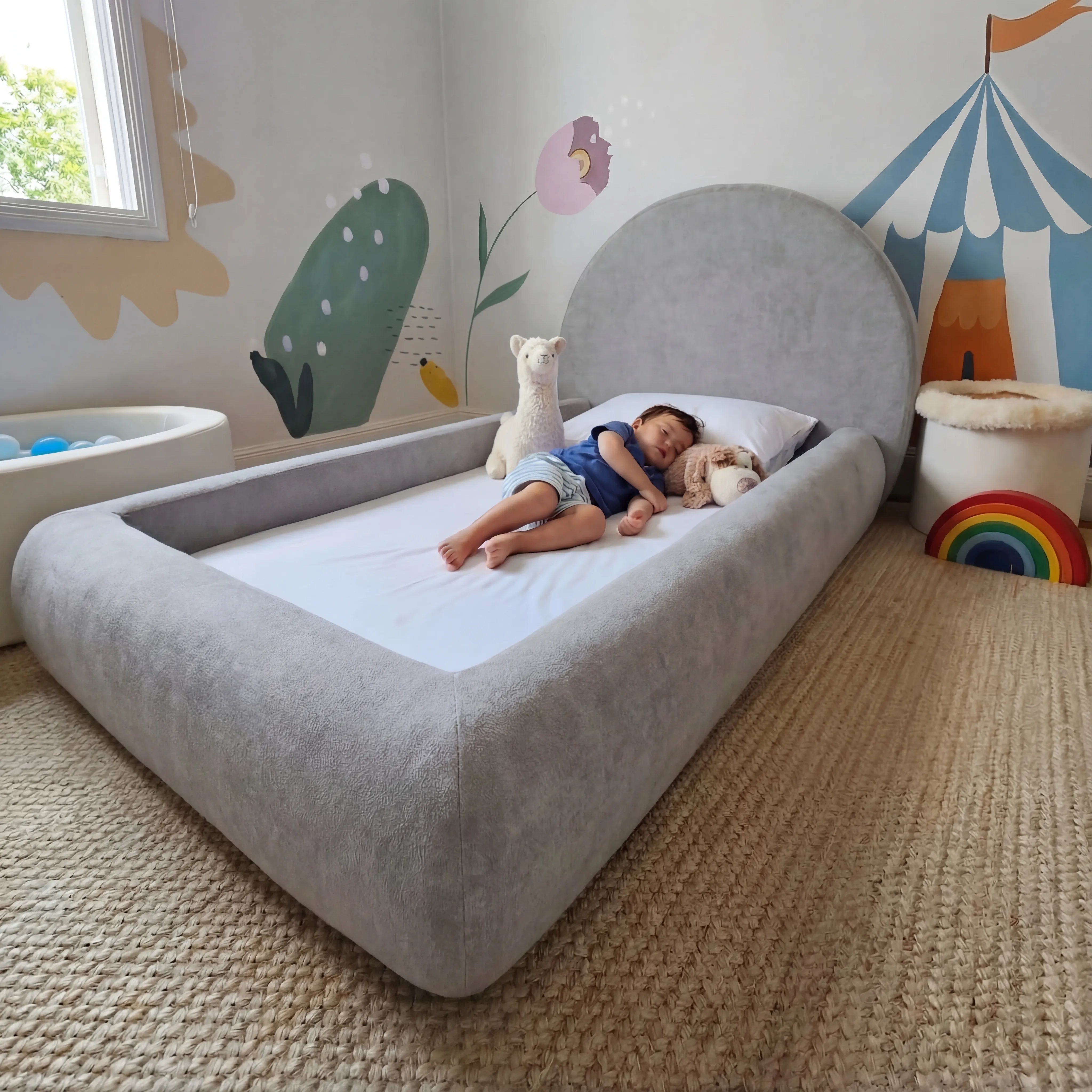 Cama Montessoriana Sol - Cinza | Little Duck